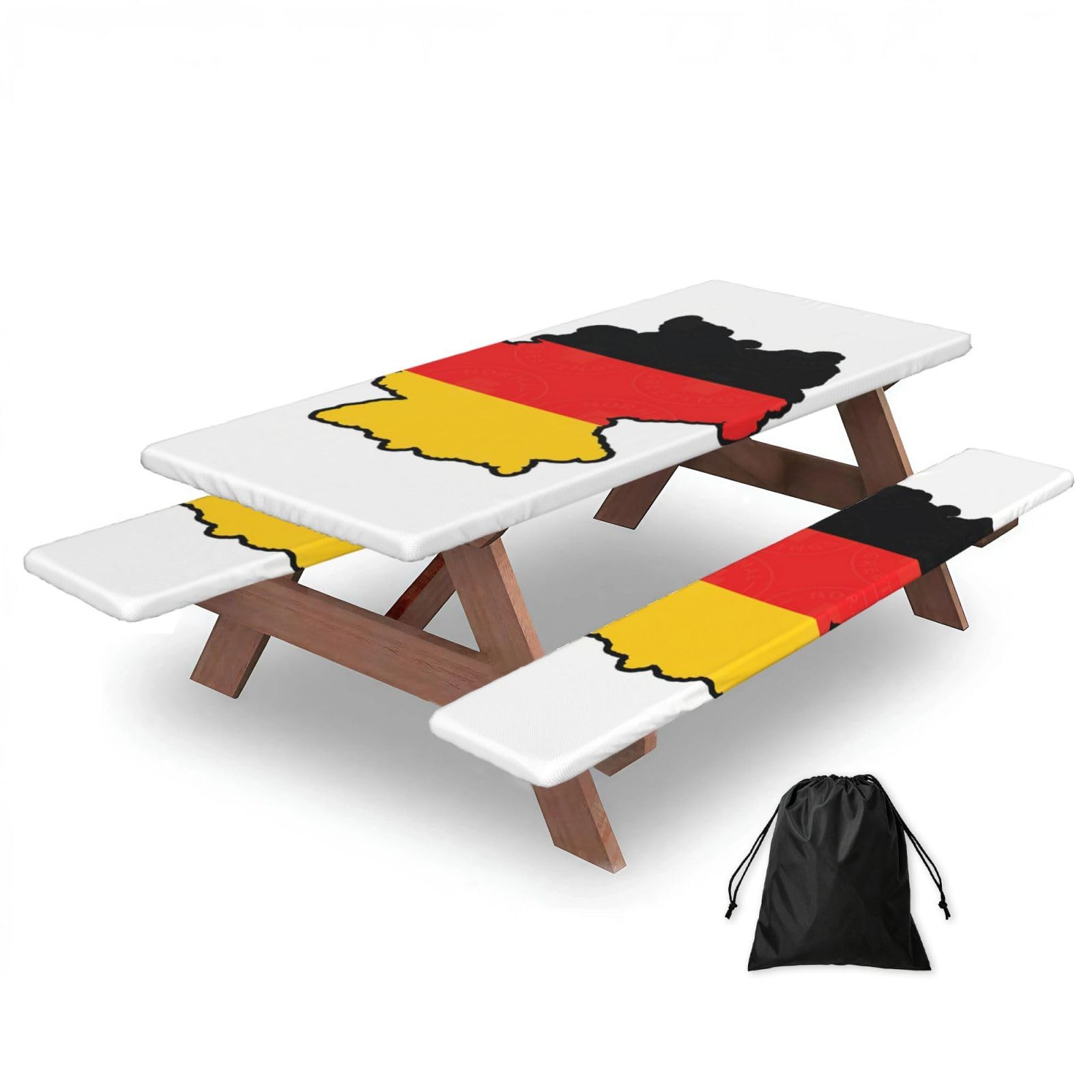Zyjhyy Black German Flag Map Print 3 Pack Wipeable Picnic Bench Cover And Table Cover Lightweight Table Cloth For Camping Outdoor