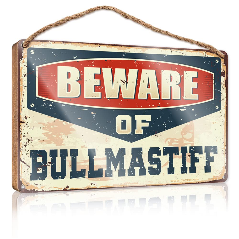 YYHLEH Funny Wall Signs Beware Of Bullmastiff Wooden Sign(20X30CM)