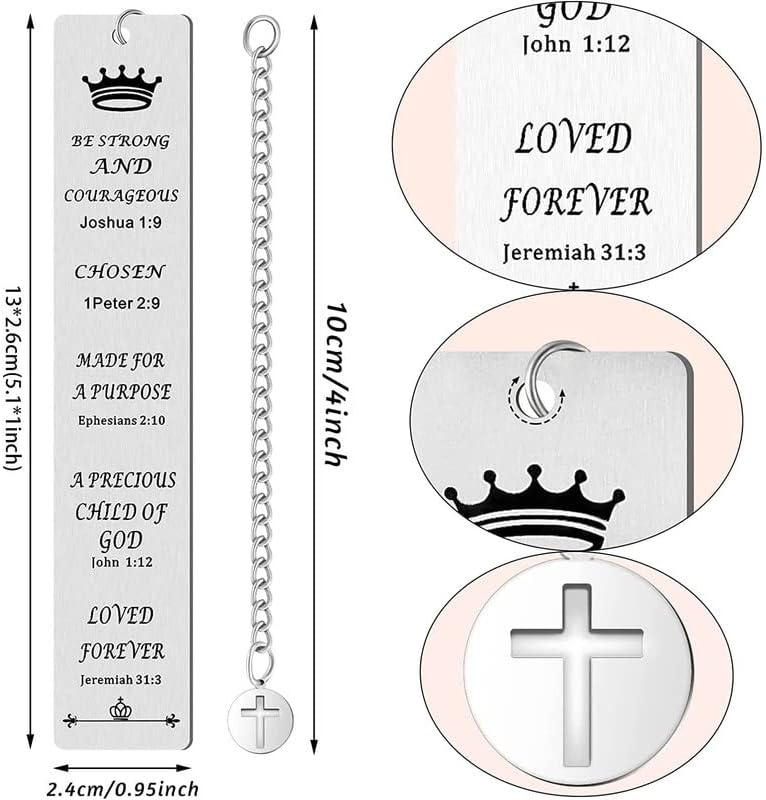 WUBAYI 2Pcs Inspirational Bookmark Gifts for Women,Metal Bible Verse Bookmark Inspirational, Graduation Presents - Image 3