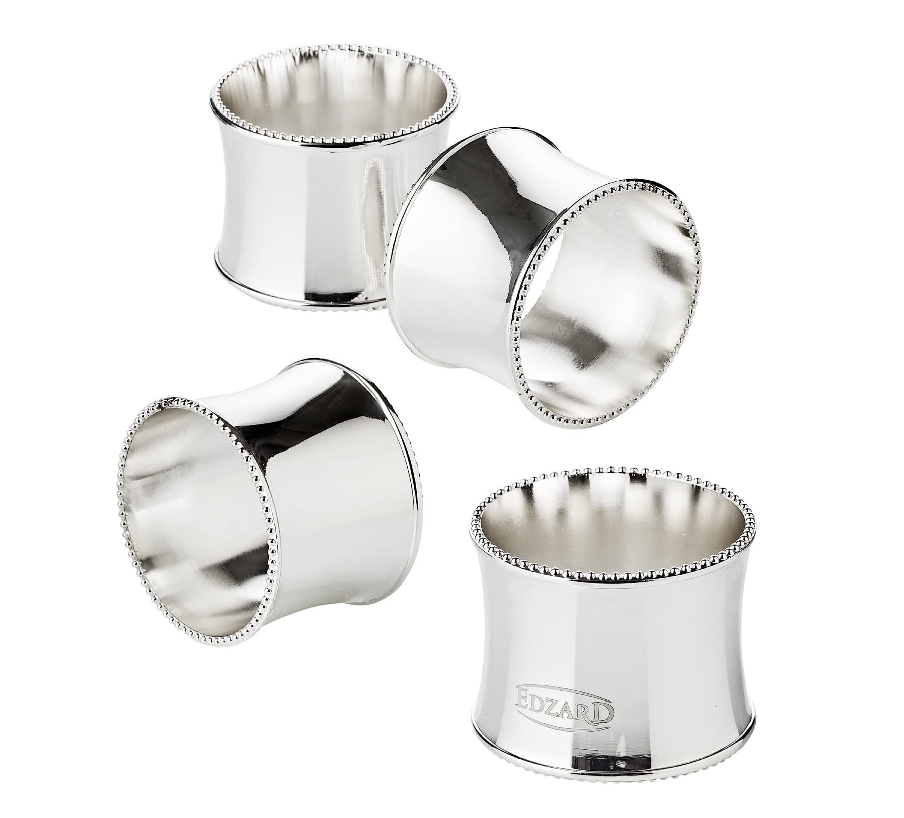 Lot De 4 Ronds De Serviette Perla Ø 5 Cm - Argent Noble Doré Anti-Ternissure - Élégance Intemporelle Pour Table Festive