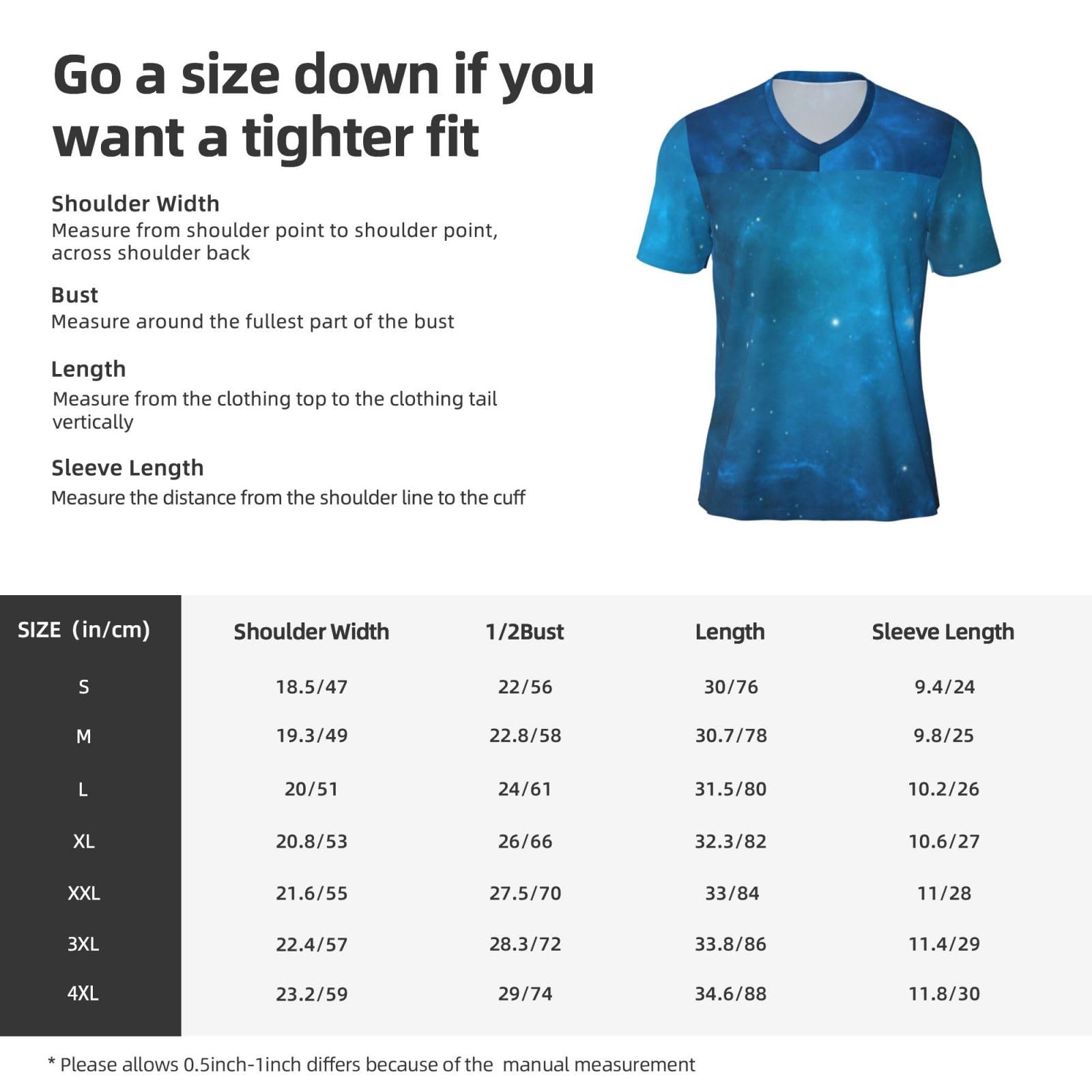 Stylish Athletic Sports Jersey Blue-Starry-Sky-Galaxy Men's Rugby Jersey Xx-Large