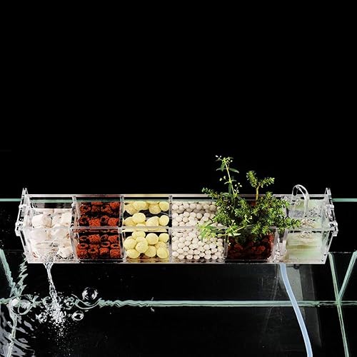 Caja de filtro de tanque de peces de acrílico de 6 rejillas, caja de filtro de agua para acuario externo, caja de filtro de acrílico transparente