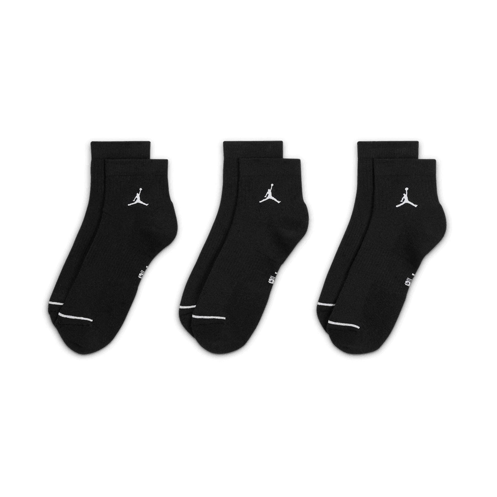 NIKE Jordan Everyday Ankle Socks (3 Pairs) Adult DX9655-010 (BLACK/WHI), Size L