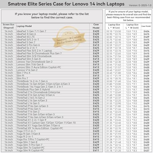 Smatree 14 inch Laptop Sleeve for Lenovo IdeaPad 5 Gen 7, for IdeaPad Flex 5/5i 2 in 1, for IdeaPad Flex 5i Chromebook Plus Gen 7 Laptop Bag with Accessory Pocket, YKK Zipper (E429)3