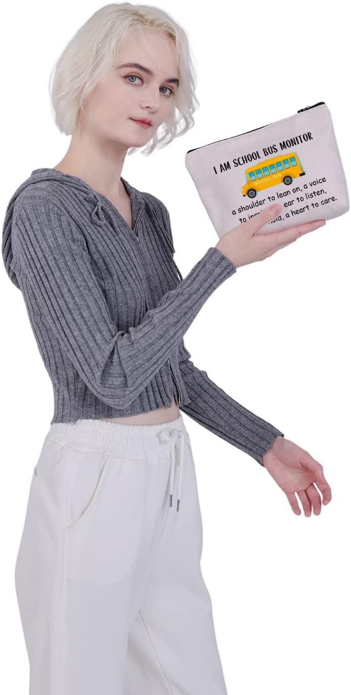 MBMSO Bus Monitor Gifts Bag Bus Driver Appreciation Gift Cosmetic Bag Bus Attendant Gift Bus Monitor Zipper Bag (I am Bus Monitor bag) - Image 4