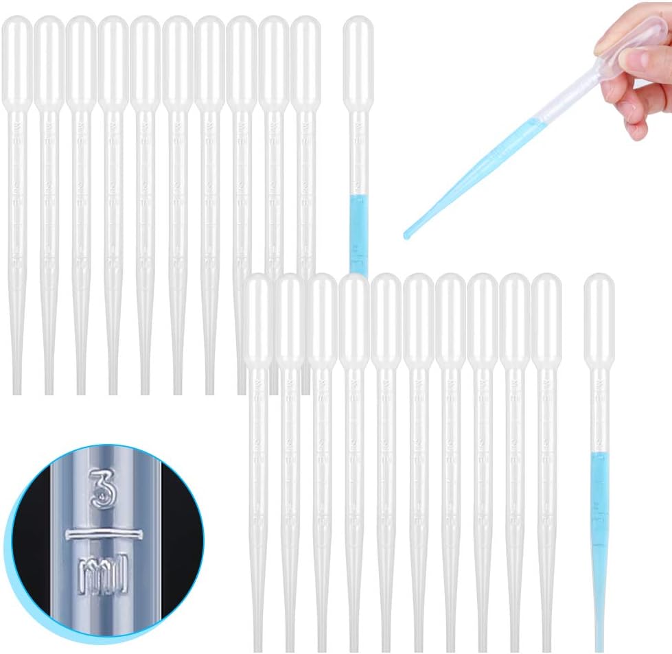 ovsor 100PCS Plastic Disposable Transfer Pipettes, 3ml Calibrated Pipette Dropper for and Science Laboratory