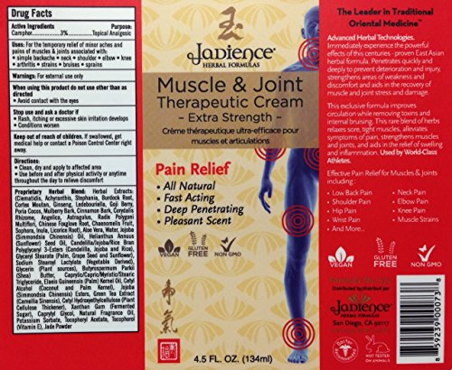Jadience Muscle & Joint Therapeutic Pain Relief Cream Analgesic For Lower Back Neck Elbow Knee Muscle Arthritis Inflammation Pain Relief And Recovery - Natural Eastern Royal Asian Family 3 Pack 4.5Oz #TOP2
