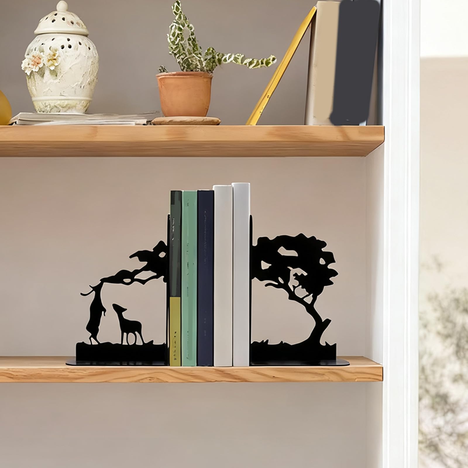 Libreria in metallo, decorazione per libro, elegante espositore per mostrare immagini, libri di cucina, quaderni, fermalibri da scrivania