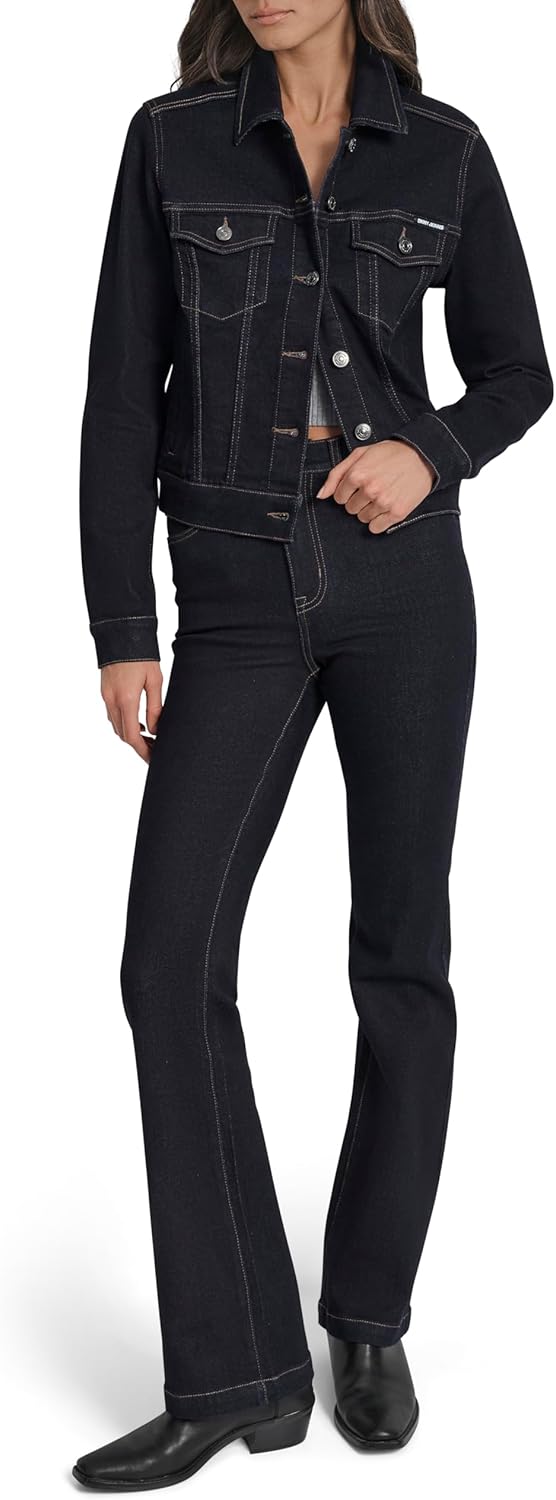 DKNY womens Denim Jacket With Chest Pockets - Image 9