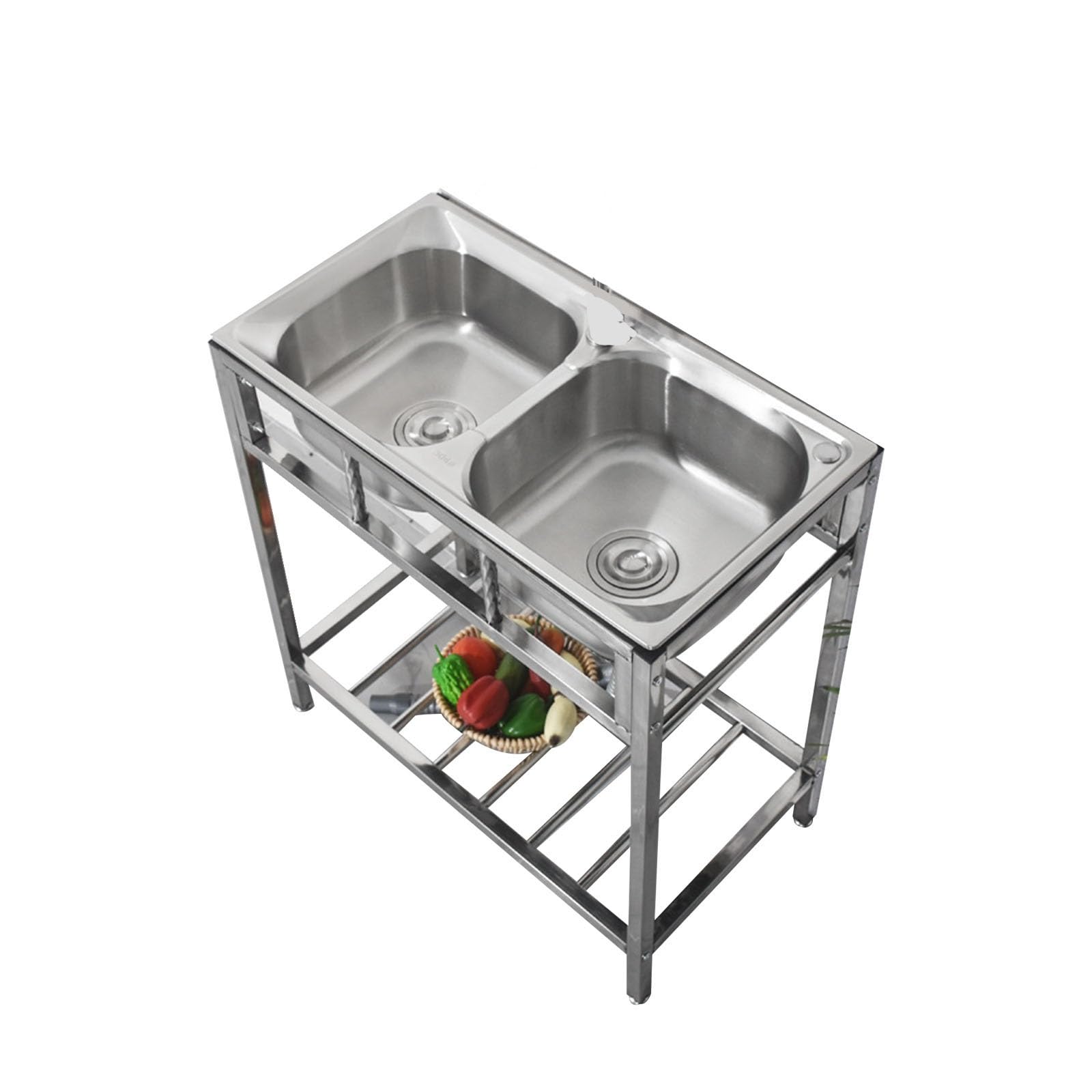 Évier de cuisine autoportant en acier inoxydable à bac unique pour garage et terrasse