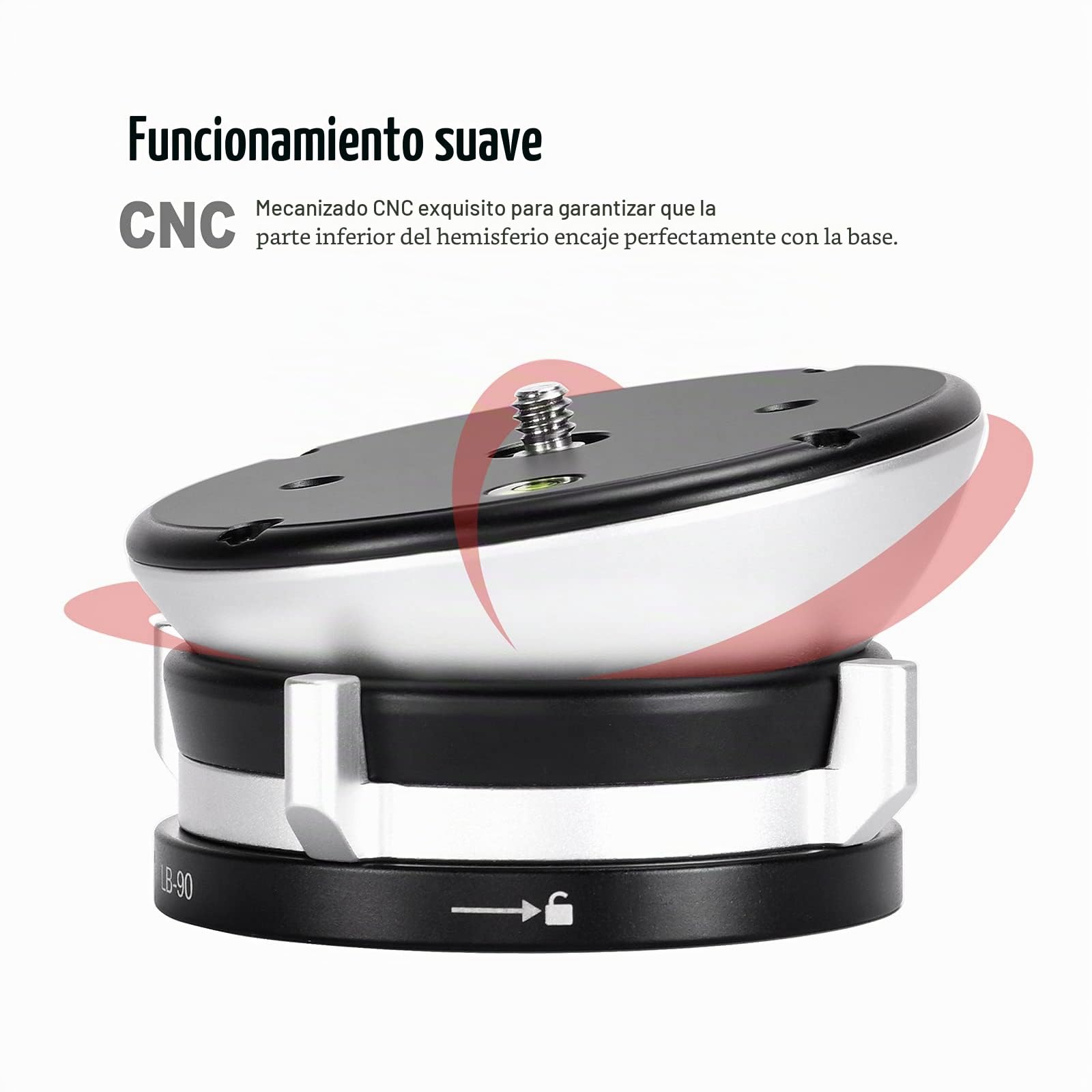 SUNWAYFOTO Cabezal de trípode con base de nivelación LB-90, capacidad de carga de 55 libras