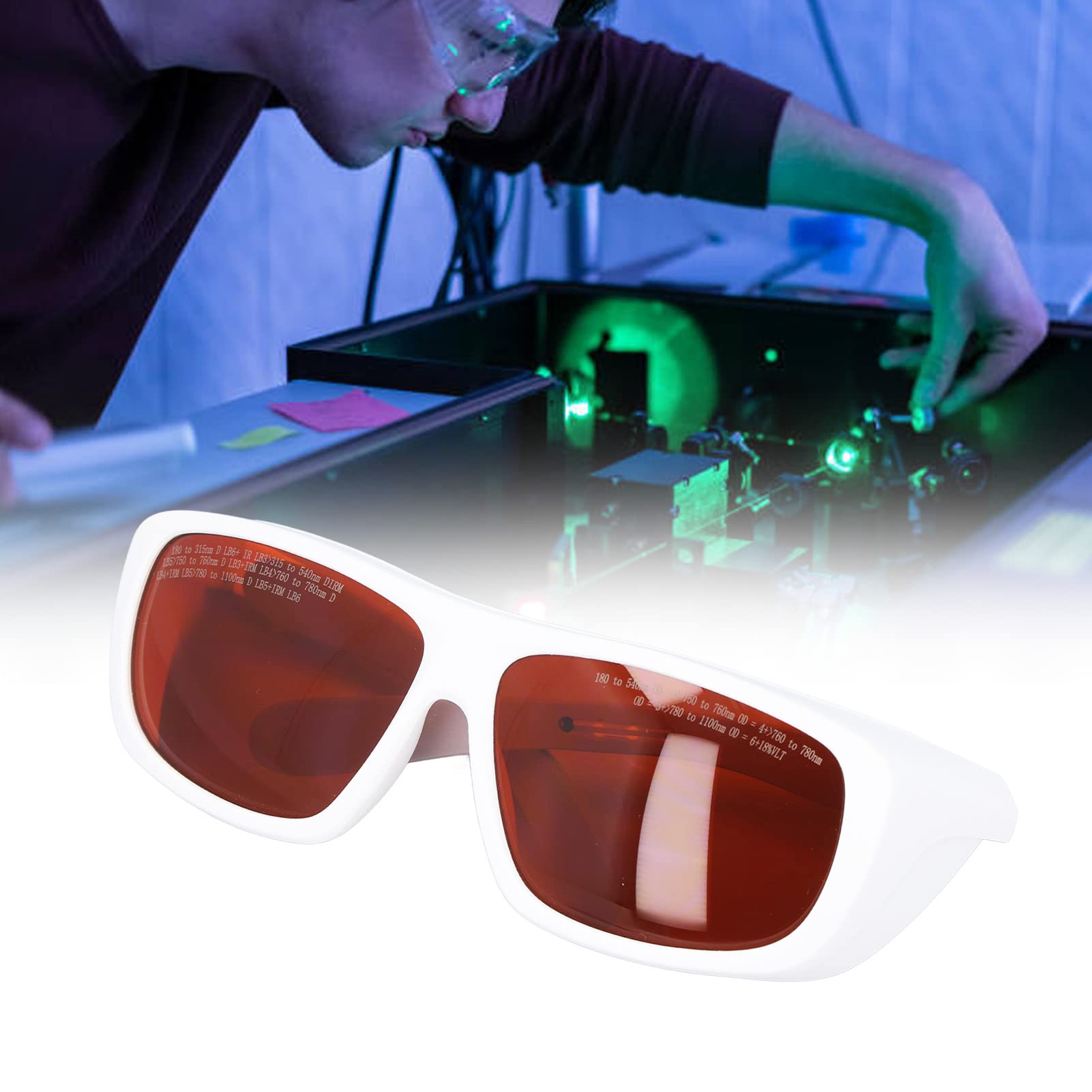 Naroote Lunettes de Protection des Yeux, Lunettes de sécurité 180-540 Nm et 750-1100 Nm, Lunettes de Longueur d'onde de Protection pour l'épilation au pour les Techniciens en Fibre