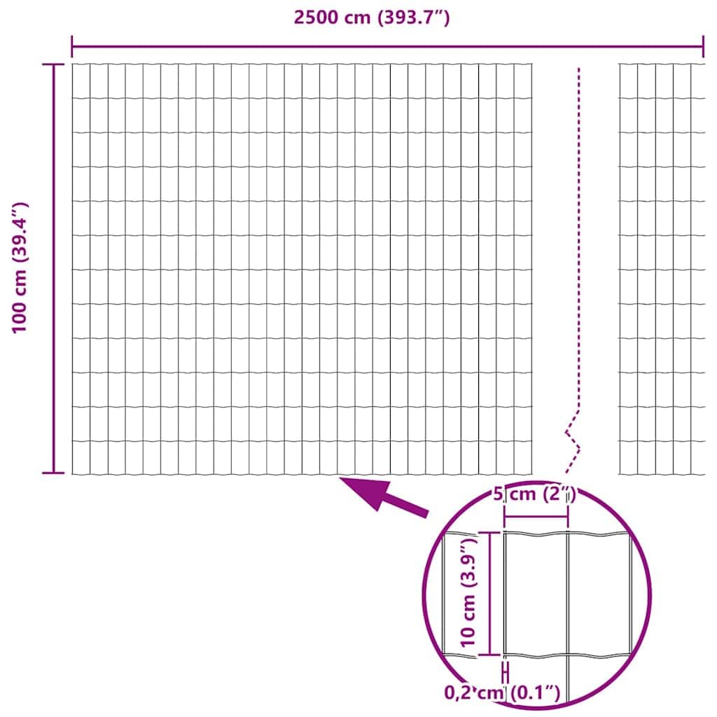 Ogrodzenie euro, 1 x 25 m, żelazo powlekane PCW, wytrzymałe ogrodzenie ogrodowe do użytku na zewnątrz, bariera dla zwierząt, łatwy montaż, wysokość 100 cm