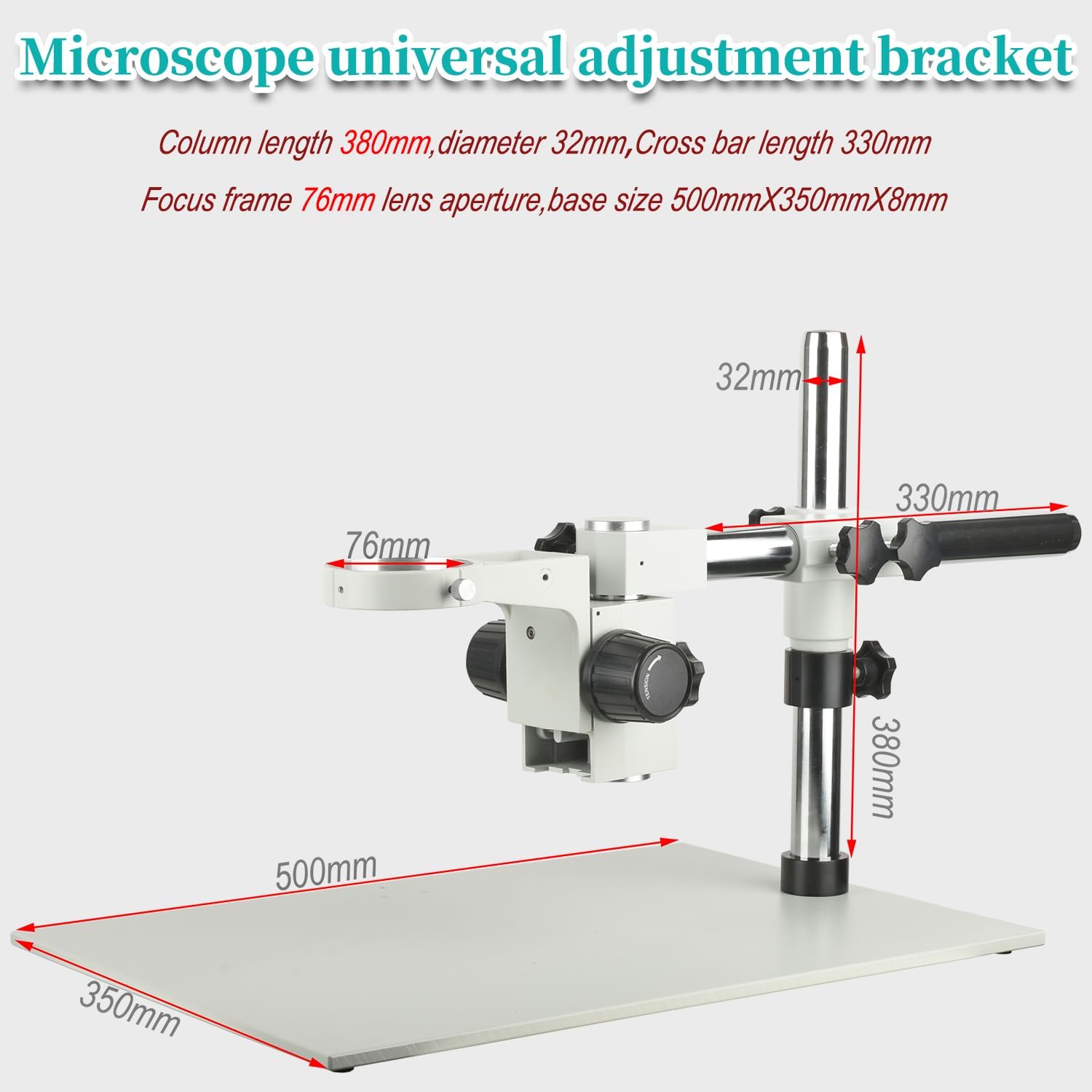 Large Platform Microscope 500X350mm Universal Adjustment Bracket 76mm Focusing Frame