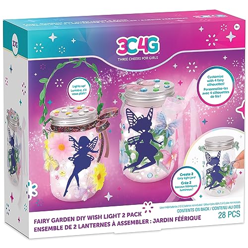 Make It Real 3C4G: Fairy Garden DIY Wish Light - Create 2 Fairy Light Jars, Customize w/ 4 Fairy Silhouettes, Lights Up, Tweens, Girls & Kids Ages 8+, Three Cheers for Girls
