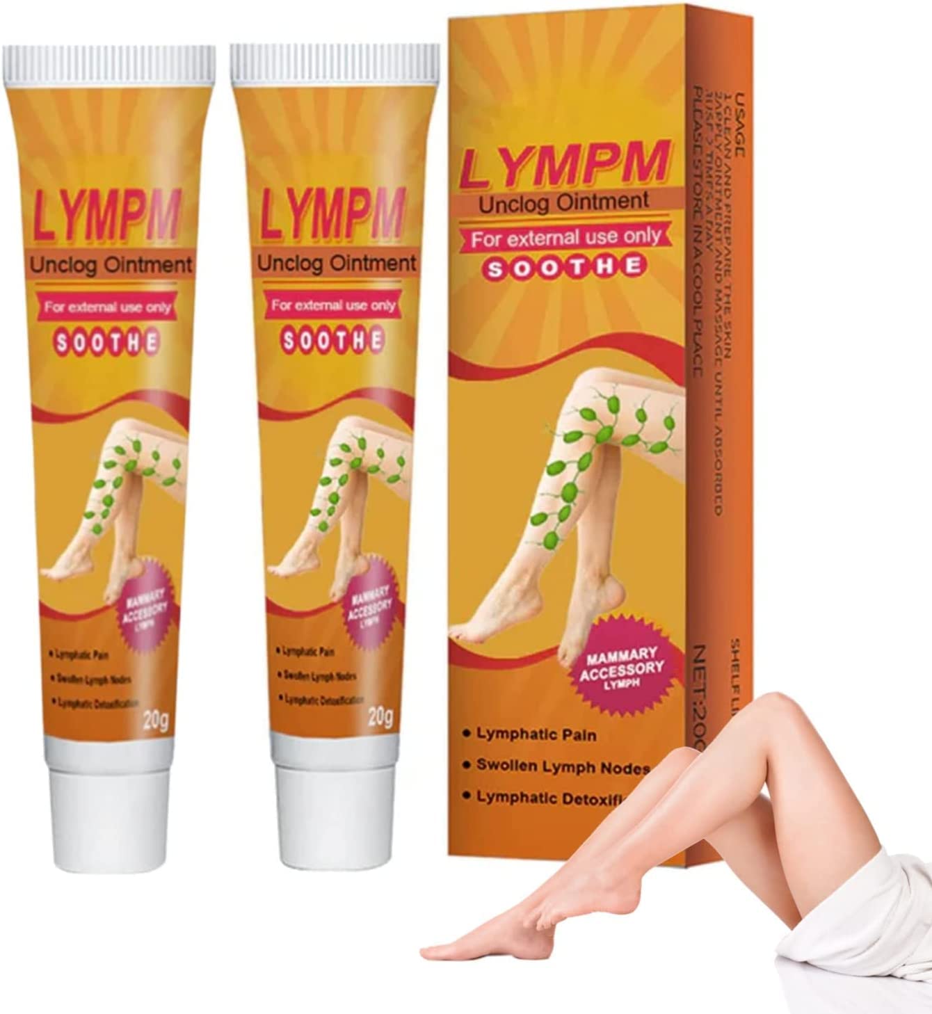 Mediginger Antiswelling Lympunclog Ointment, Gooliving Antihump Lymphcare Ginger Ointment, Gingerlegs Anti Swelling Ointment, Anti Cellulite Firming Cream for Legs (2PCS)