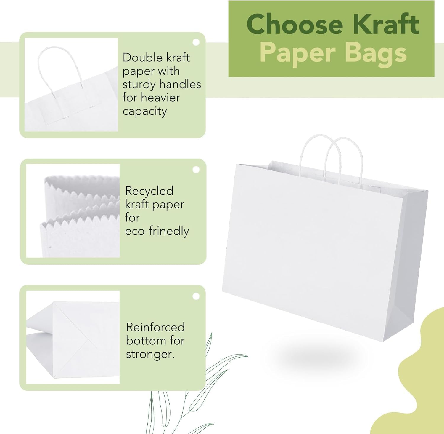 Kraft Paper Bags with Handles - 50 Pack -4
