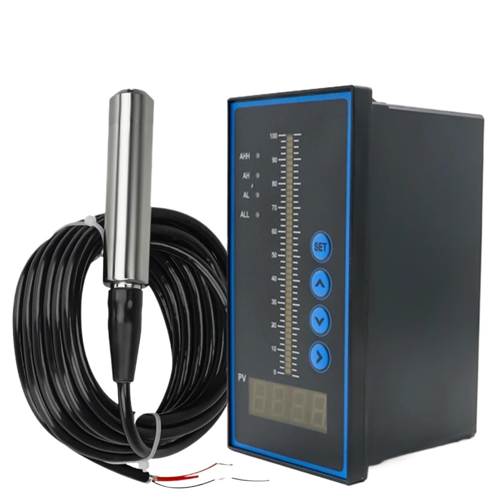 1 juego de sensor de nivel de agua, aceite líquido, agua, sensor transmisor, sonda de detección con controlador inteligente, interruptor de flotador, alarma, bomba.(5m range 5m cable)