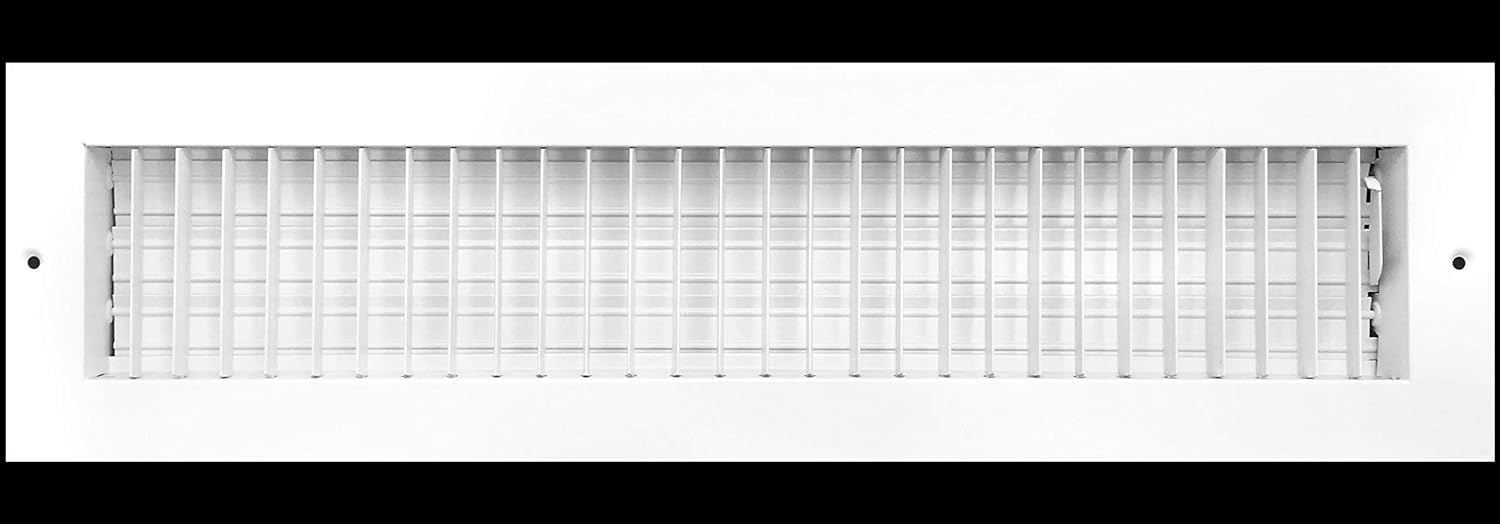 HVAC Premium 12''w X 4''h Adjustable AIR Supply Diffuser - HVAC Vent Cover Sidewall or Ceiling - Grille Register - High Airflow - White [Outer Dimensions: 13.75''w X 5.75''h]