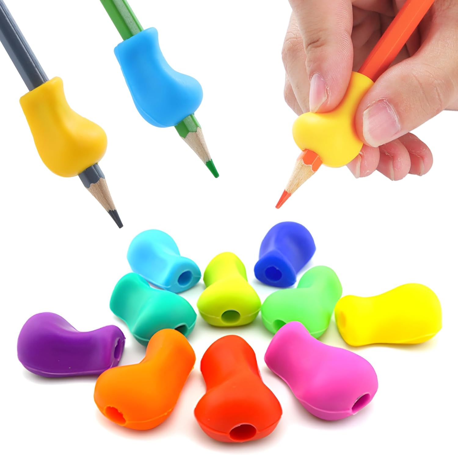 OSteed 20 Pcs Pencil Grips for Children Handwriting, 10 Colours