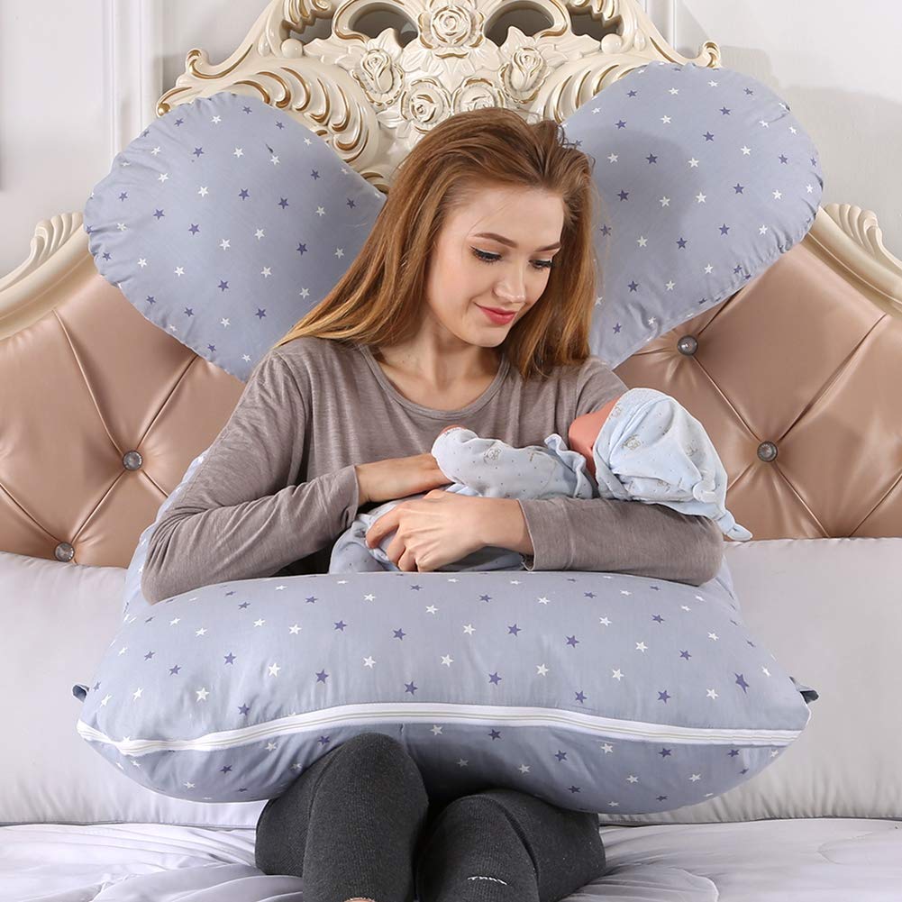 Cuscino a Forma di U Morbido Corpo Completo Cuscino per Gravidanza Allattamento Cuscino Maternità Ergonomico Comfort Cuscino Regolabile,130x70cm,Come immagine2