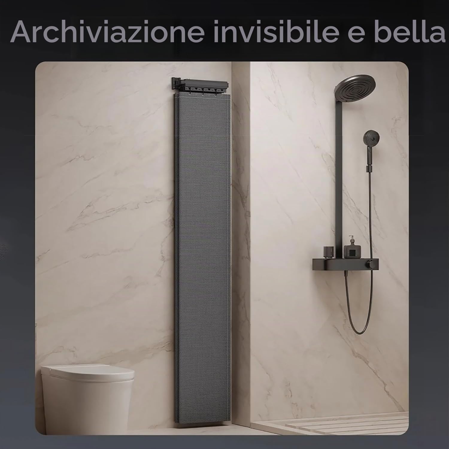 Tenda Doccia Antimuffa，Bastone Tenda a Pressione，Tenda da Doccia Pieghevole con Asta Tenda Telescopica Doccia,Pieghevole Forma U/L/Retta per Piccoli Bagni（180x200cm）
