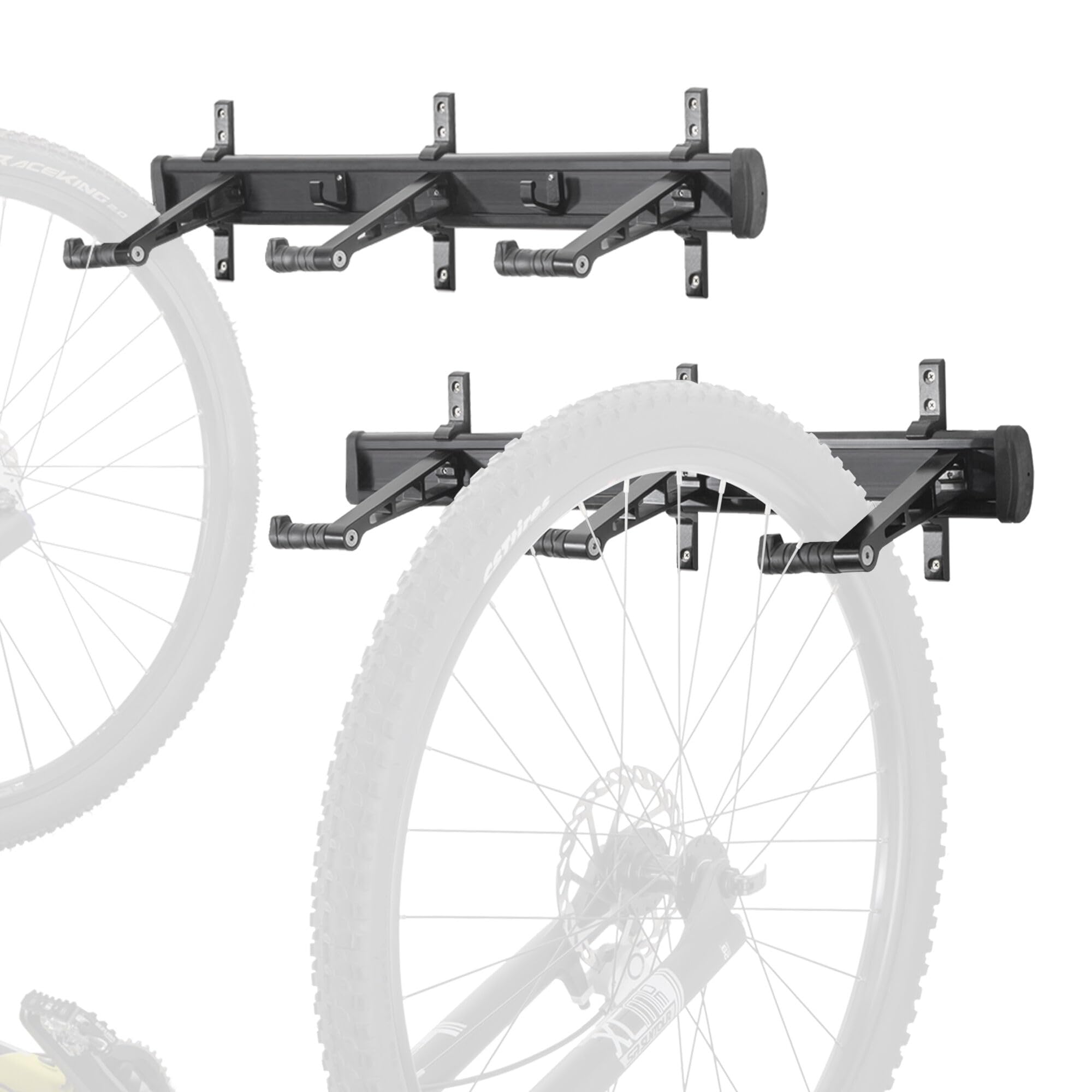 CyclingDeal Bike Wall Mount Rack - Adjustable Indoor Outdoor Storage Vertical Cycling Hook Hanger Organiser - Safe & Secure for Storing MTB Road