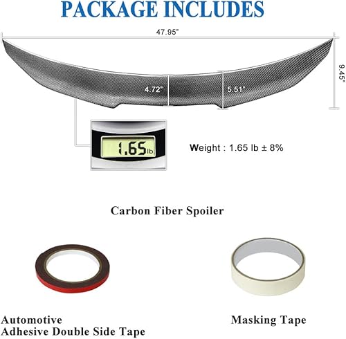 Miniatura 6 de AeroBon Alerón de maletero de fibra de carbono real compatible con Audi A4 S4 B9 2017-2024 Spoiler trasero (estilo H) High Kick