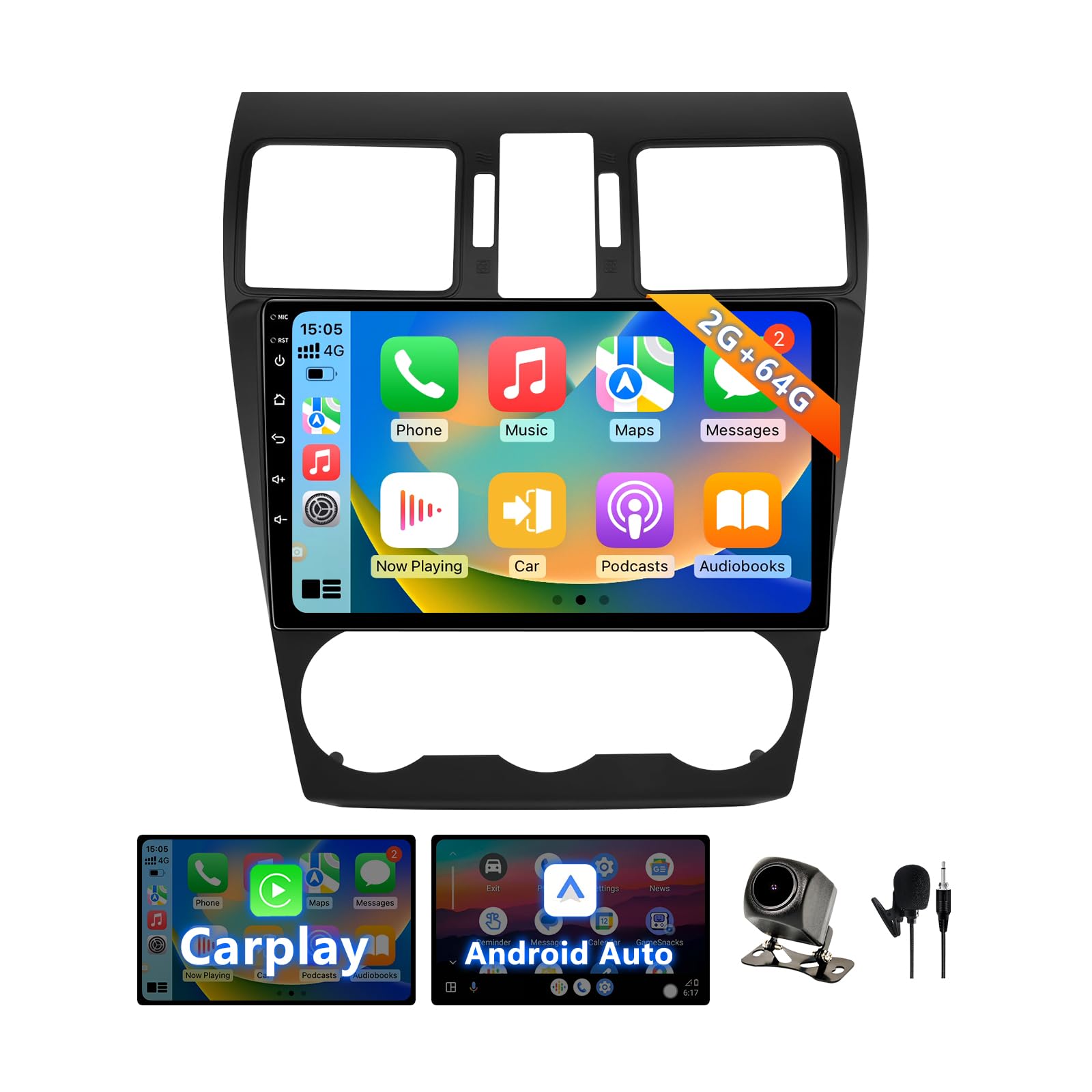 ZHNN Android 13 Car Radio Stereo Compatible with Subaru Forester WRX Impreza 2013 2014 2015 with Carplay/Android Auto, 2+64G 9 Inch Car Head Unit with