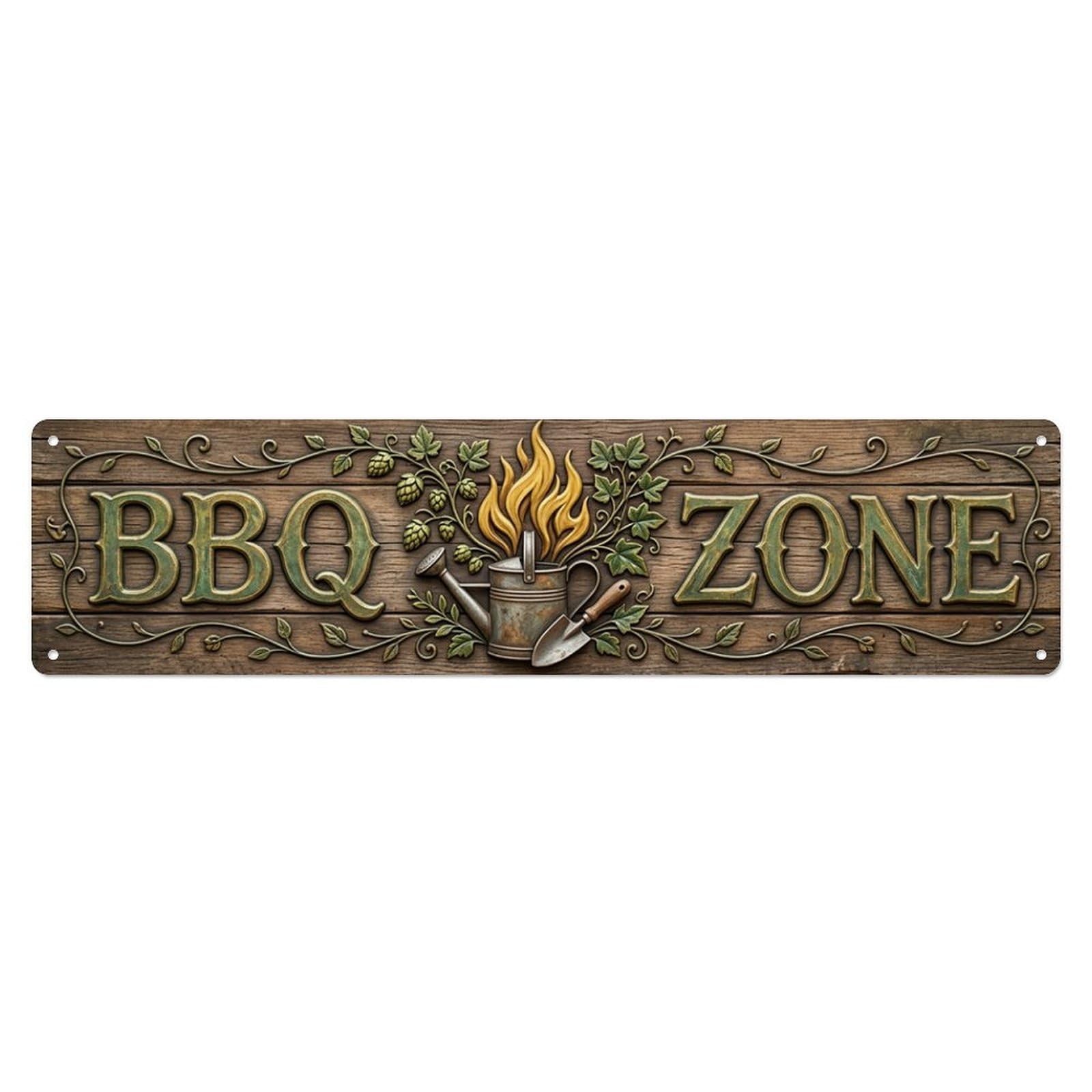 BBQ Zone Garden Corner Metal Tin Skinny Sign Plaque Wall Decor for Cafe, Club Bar, Office, Home Garden Metal Poster 4x16Inch