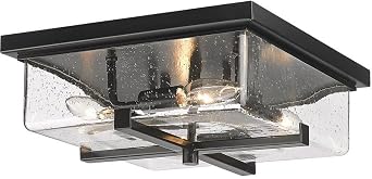 4 Light Outdoor Flush Mount in Contemporary Style-5 inches Tall and 12 inches Wide-Black Finish-Seedy Glass Color 372-Bel-4620144