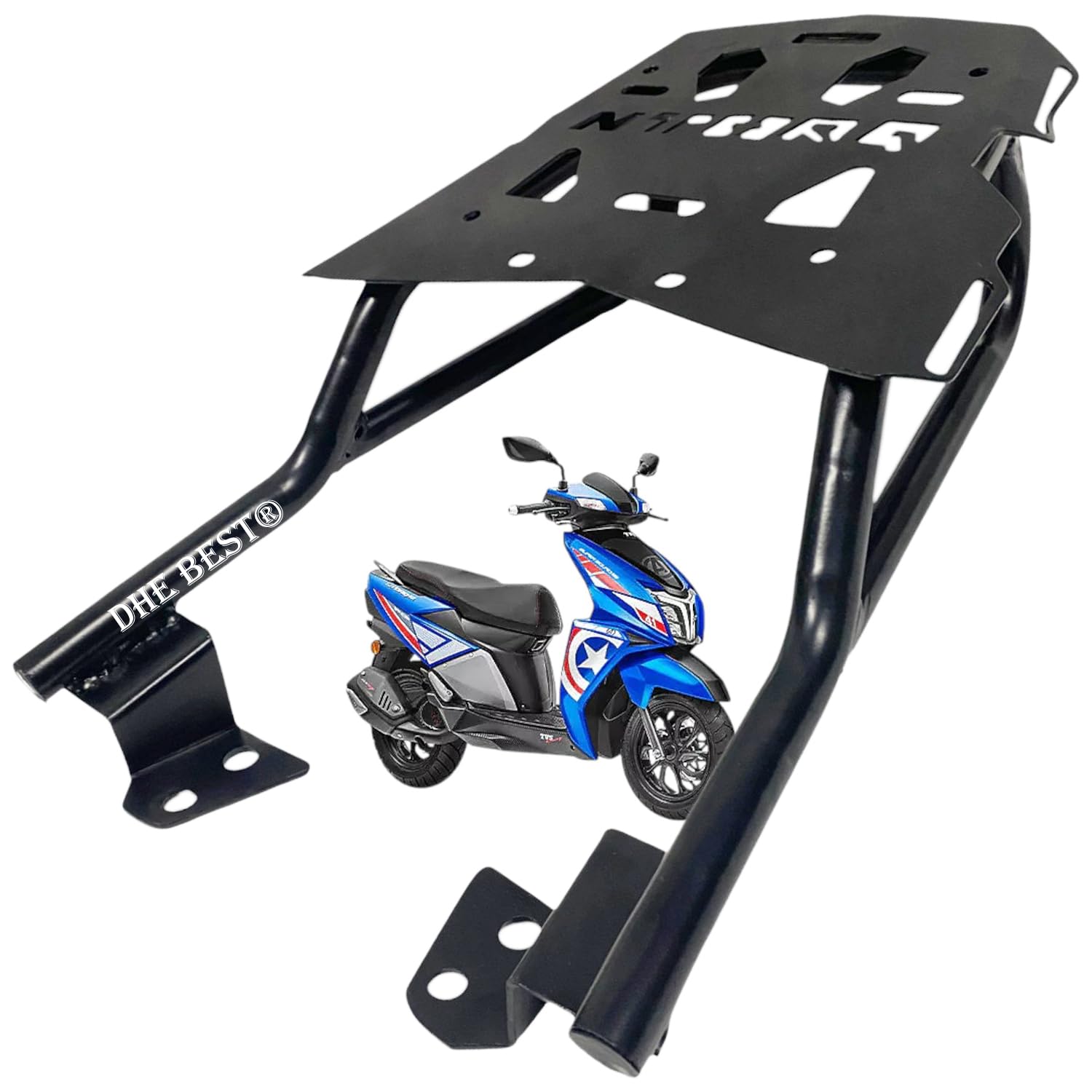 Dhe Best Scooty CN1 Rear Metal Top Back Rack/Luggage Carrier Black Suitable for TVS Ntorq 125-image-37