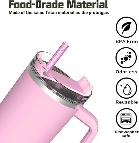 Miniatura 4 de Popote de repuesto compatible con vaso Stanley de 40 onzas, paquete de 6 popotes reutilizables con cepillo de limpieza para vaso Stanley Adventure