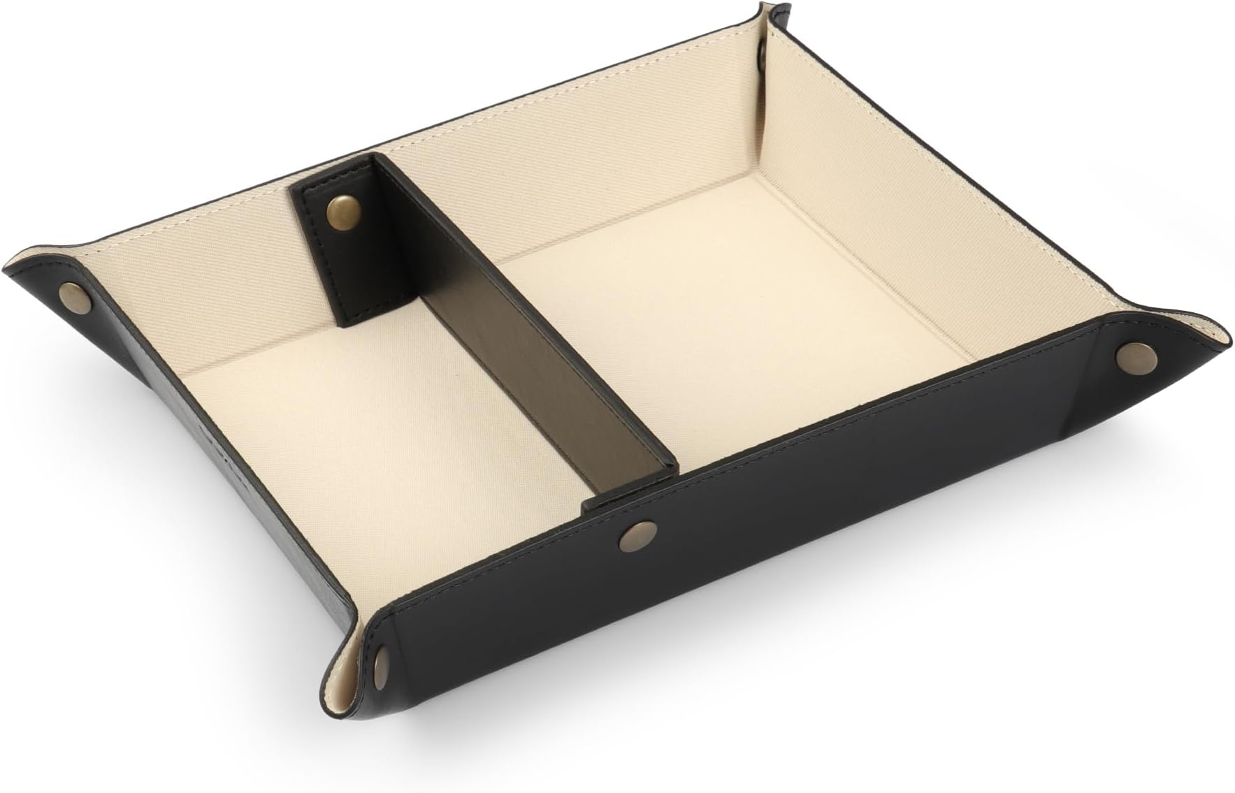 Londo Leather Tray Organizer - Practical Storage Box for Wallets, Watches, Keys, Coins, Cell Phones and Office Equipment - Black