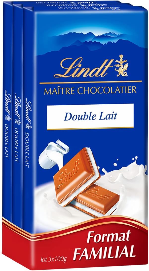 Lindt - Lot de 3 Tablettes MAÎTRE CHOCOLATIER - Double Lait, 3x100g ...