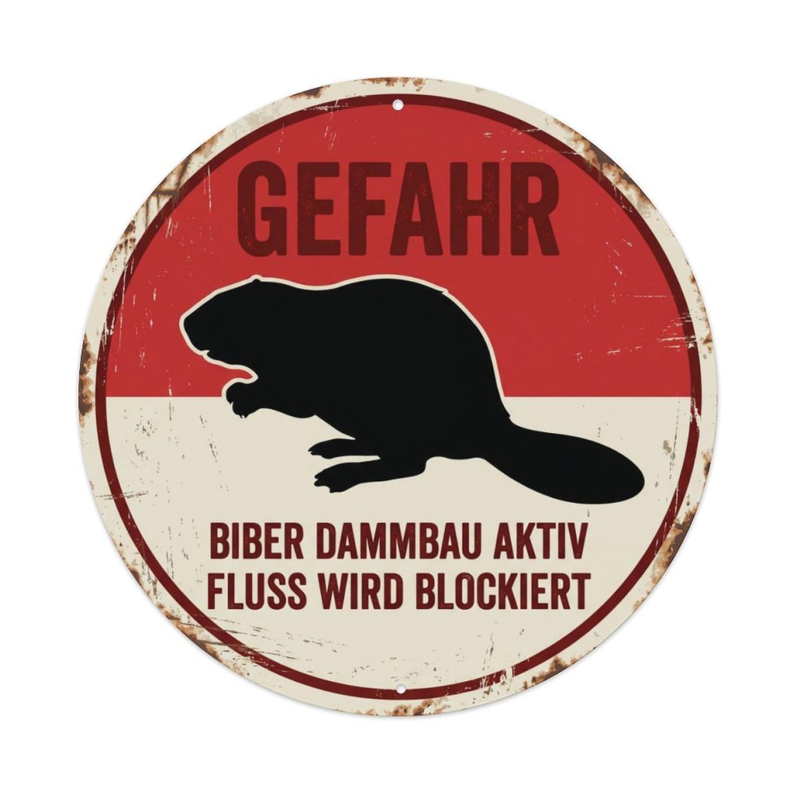 Fqcyn Style Grumpy Beaver Dam Builder 1 Metal Tin Sign Plaque Wall Decor For Cafe, Club Bar, Office, Home Garden Round Metal Poster 8X8inch