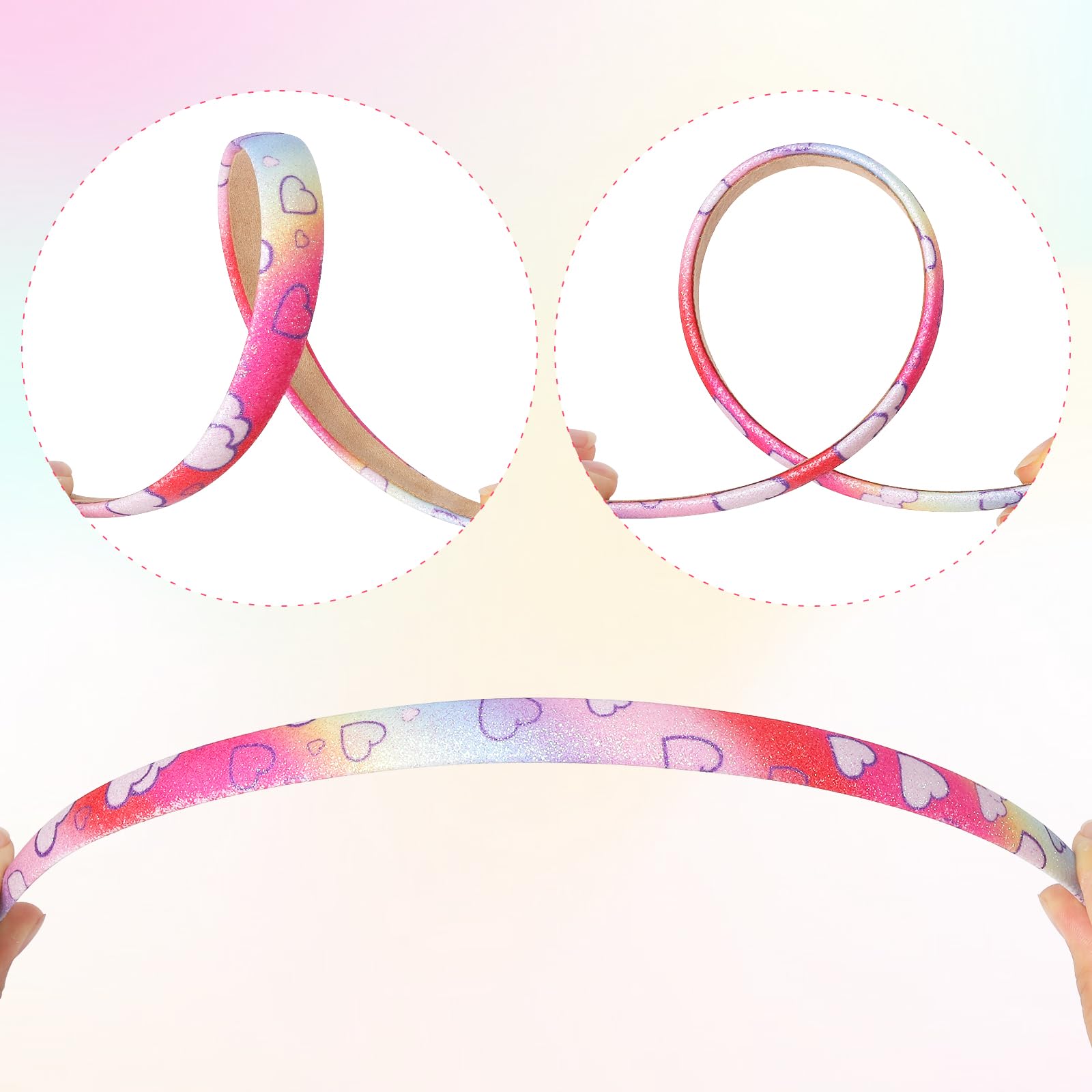 Nenjindz 8Pcs Glitter Headband for Girls Sparkle Rainbow Sequins Hairband,Bling Headbands with Star Heart Glitter Alice Bands Cute Shiny Hard Head Band Pink for Little Girls Kids Children Toddlers - Image 4