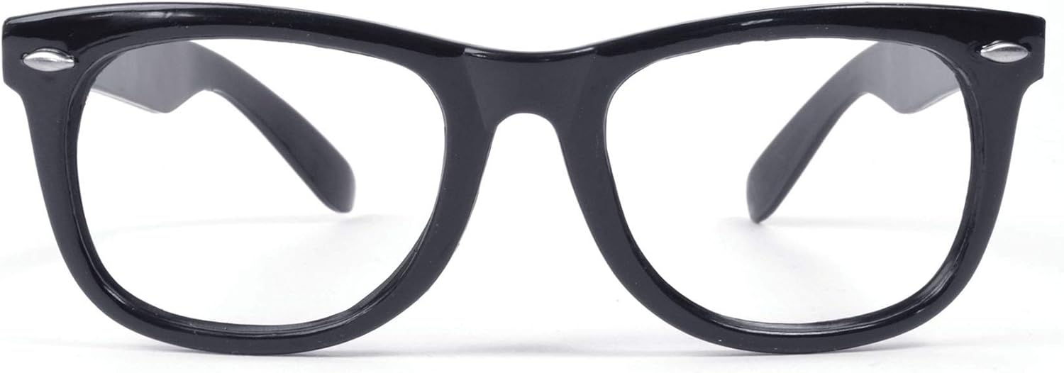 Stylish Black Frame Spectacles Glasses (Pack of 1) - Perfect Accessory for Film & TV, Historical, World Book Day, Cosplay, Themed Events, & More