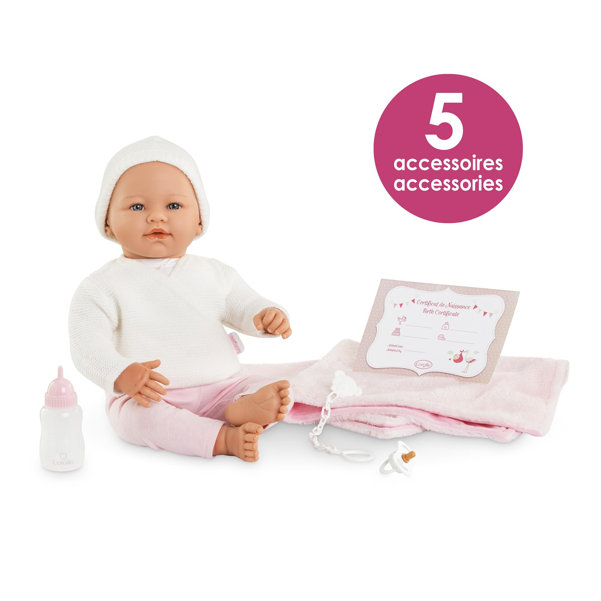 Corolle Mon Grand Poupon - Babypuppe 42 cm, realistische Weichkörper-Puppe mit Vanilleduft & Schlafaugen – ab 3 Jahren – lebensechte Spielpuppe für Rollenspiele, Puppenzubehör & Geschenk Mädchen