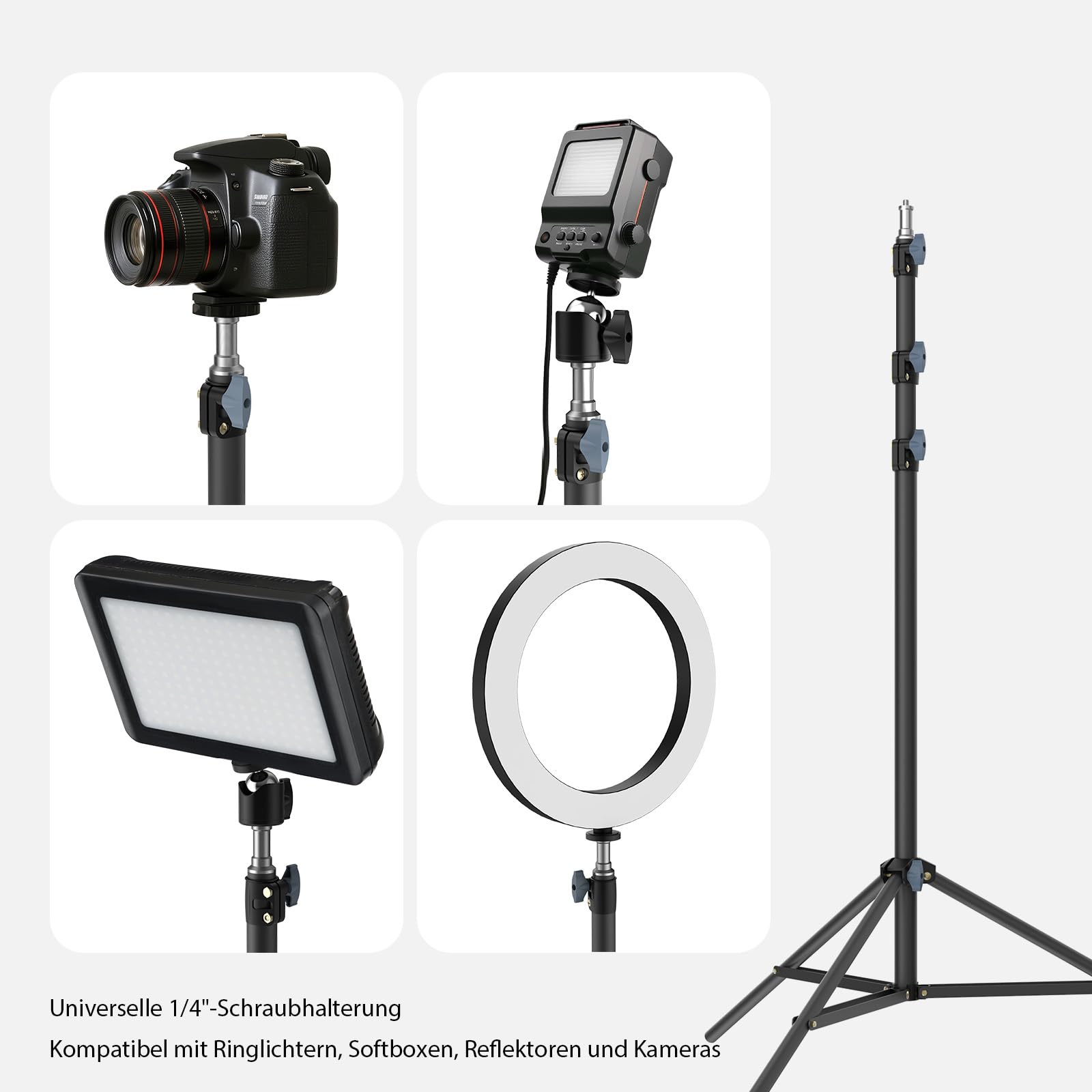 Trépied Lumineux pour Photographie, 118 Pouces / 10 Pieds / 300 cm : Statut de Studio Haute Qualité – Trépied Lourd pour Photo & Vidéo – Inclut Une Vis 1/4" pour Anneau Lumineux, Réflecteurs, Softbox