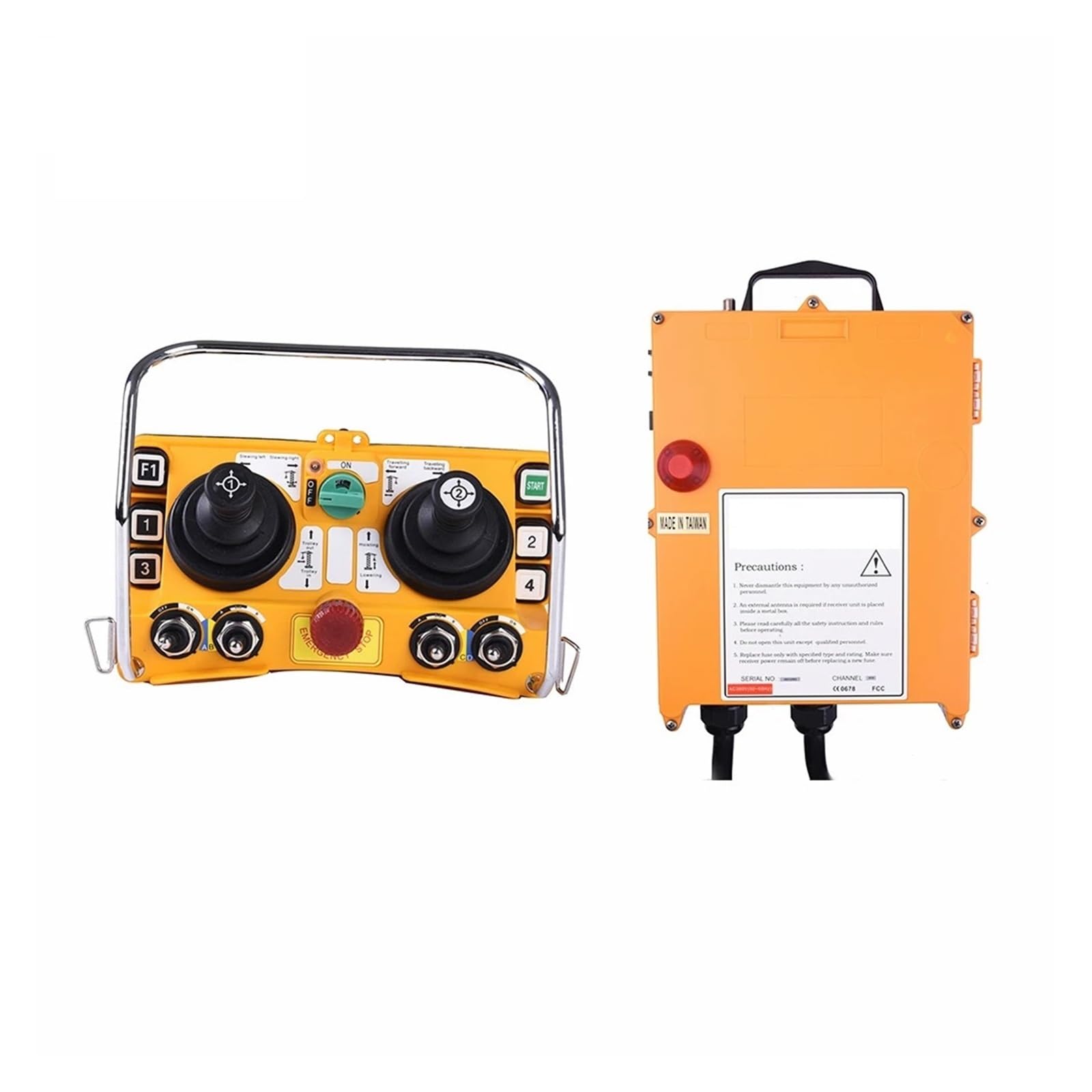 Crane Controller, Tower Crane Remote Control Industrial Wireless Joystick Dual Rocker Radio Overhead Bridge Crane controller(1T 1R,UHF)