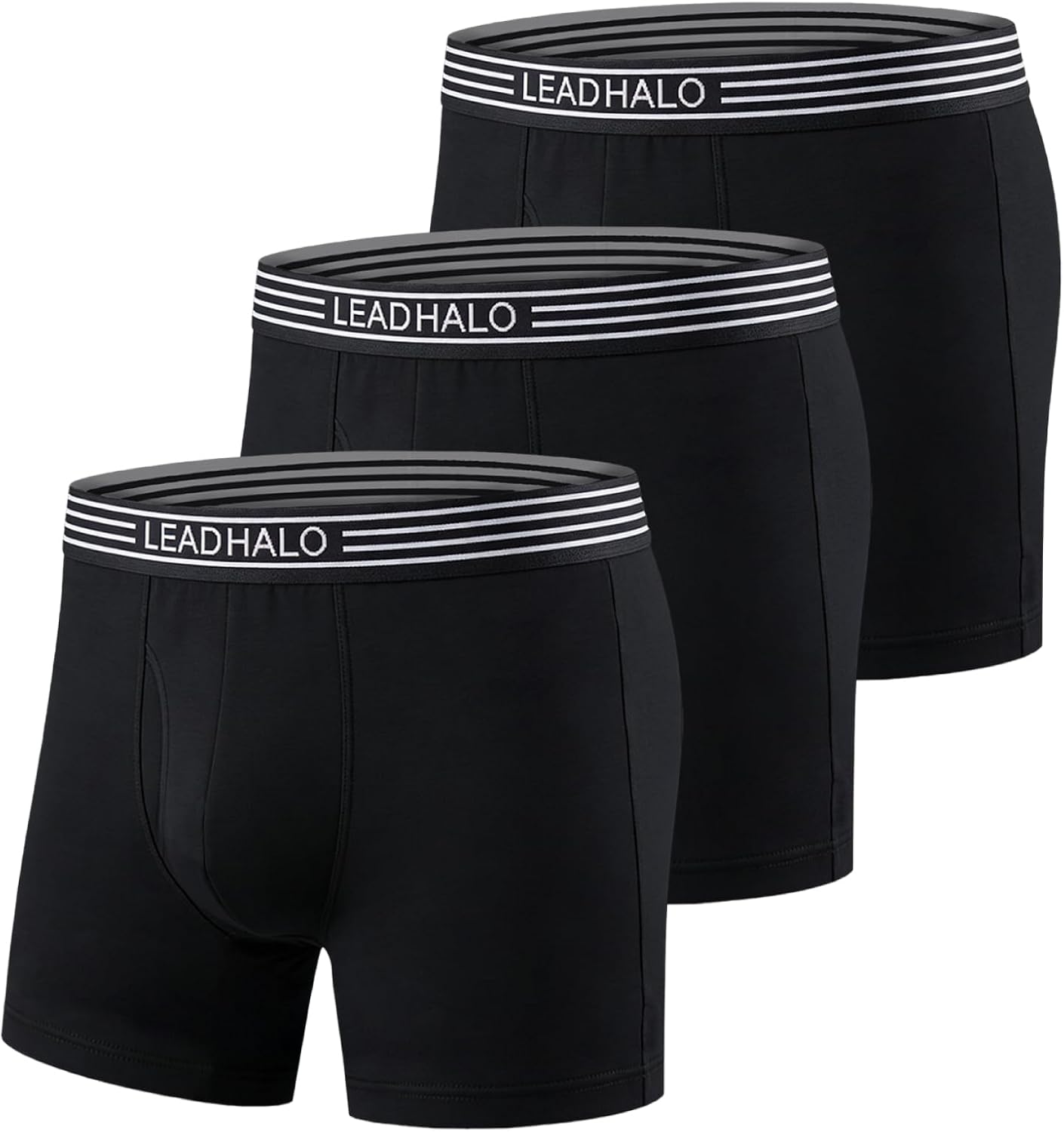 LEADHALO Long Merino Wool Underwear Men with Pouch,Anti Chafing Moisture Wicking Soft Mens Boxer Briefs Underwear Pack of 3