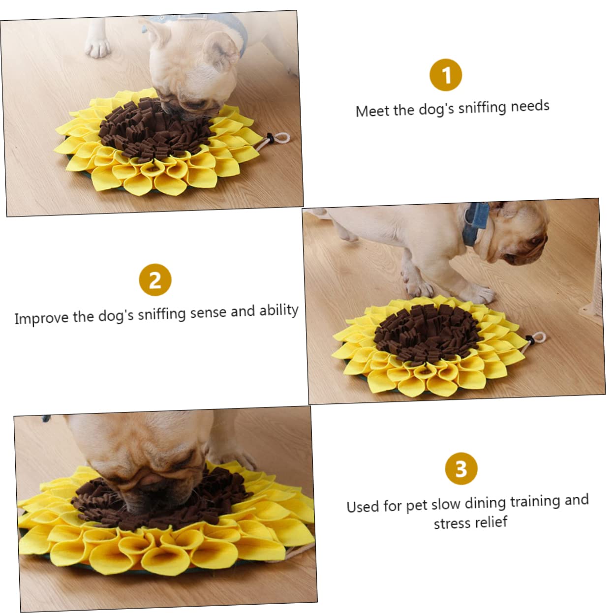 POPETPOP 3st Pet Sniffing Pad Schnüffelmatte Für Haustiere Interaktives Spielzeug Für Hunde Welpe Frisst Langsam Matte Langsamfütterungsmatte Für Hunde Verstopfte Nase Filzstoff Sonnenblume