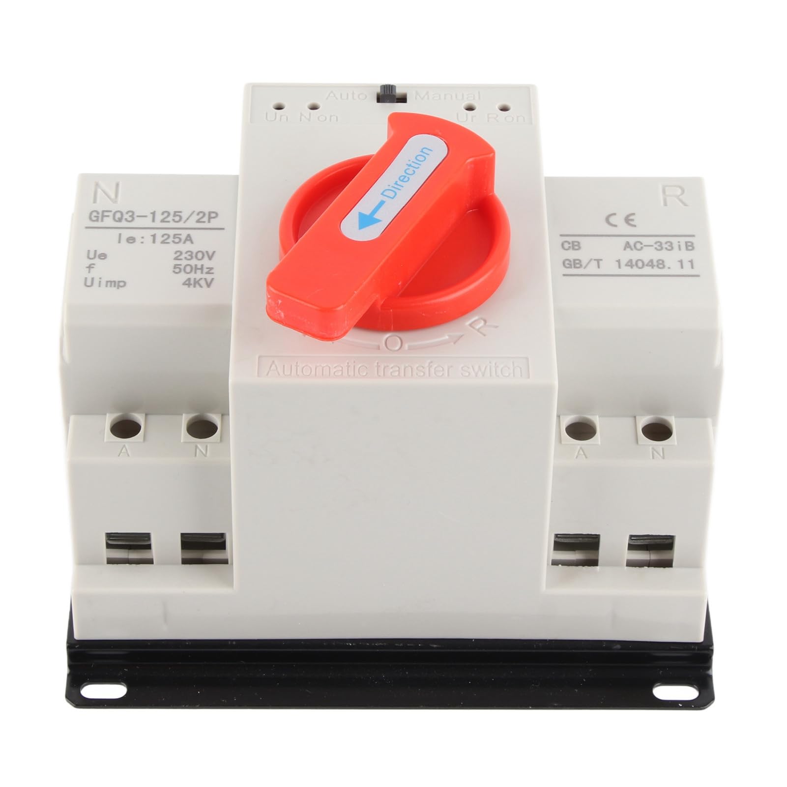 AC230 V 125 A Mini Dual Power automatyczny przełącznik transferowy ATS 2P, ręczna obsługa, wielokrotna ochrona, łatwa instalacja, PC i mosiądz, do szpitala, sklepu, banku