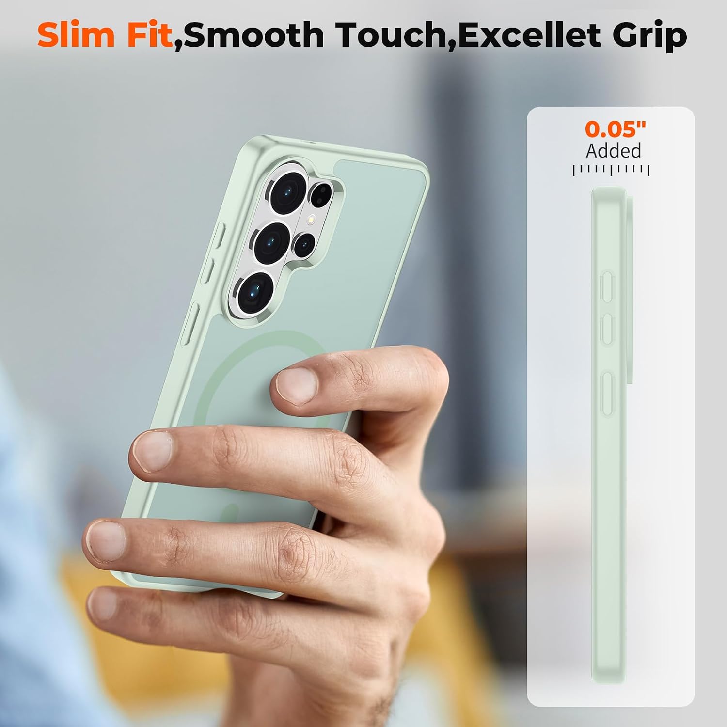 SUPFINE Magnetic for Samsung Galaxy S26 Ultra Case with Screen Protector, (Built-in Magnets) (Military Grade Drop Protection) Slim Translucent Shockproof Phone Case,Light Green