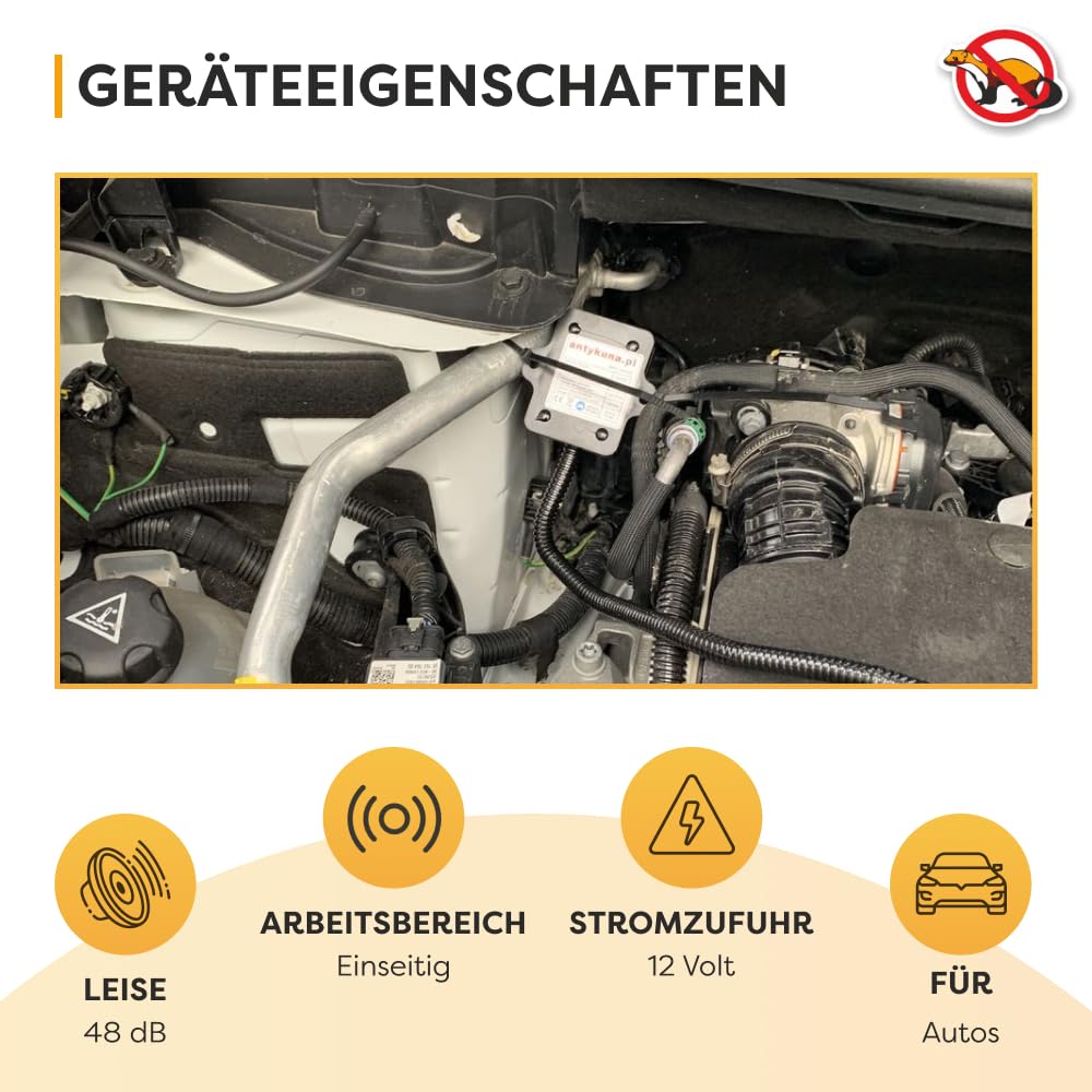 Light&Flash Marderschutz für Auto | Schutz von 1 Seite des Motors Stromversorgung/ 12 V Stromausgang Langes Kabel
