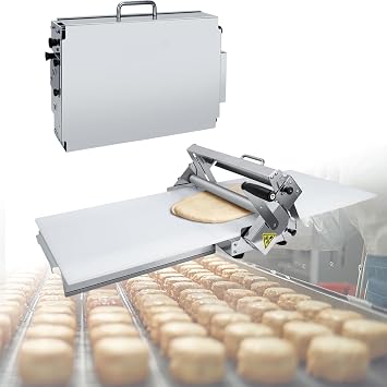 Commercial & Home Use Manual Foldable Dough Sheeter Machine for Bakery, Pizza, Croissant - Stainless Steel Pastry Roller with Adjustable Thickness 0.5-17.5mm/0.5-27mmCommercial40.6x22.8in