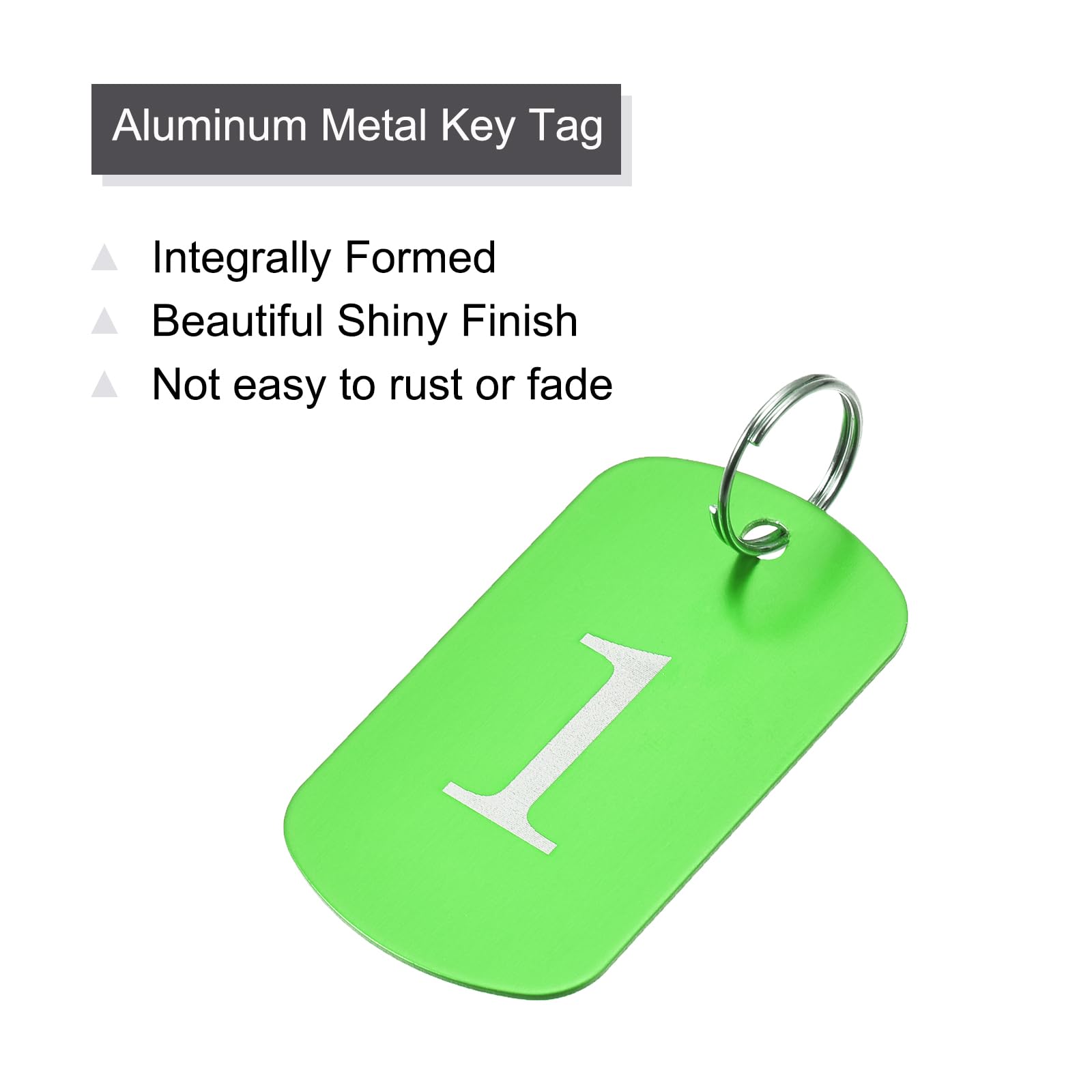 Uxcell Aluminum Metal Key Tag, 1-25 Number Tag, ID Tag With Ring 2x1 2inch Green Rectangle Blank For Decoration 25pcs