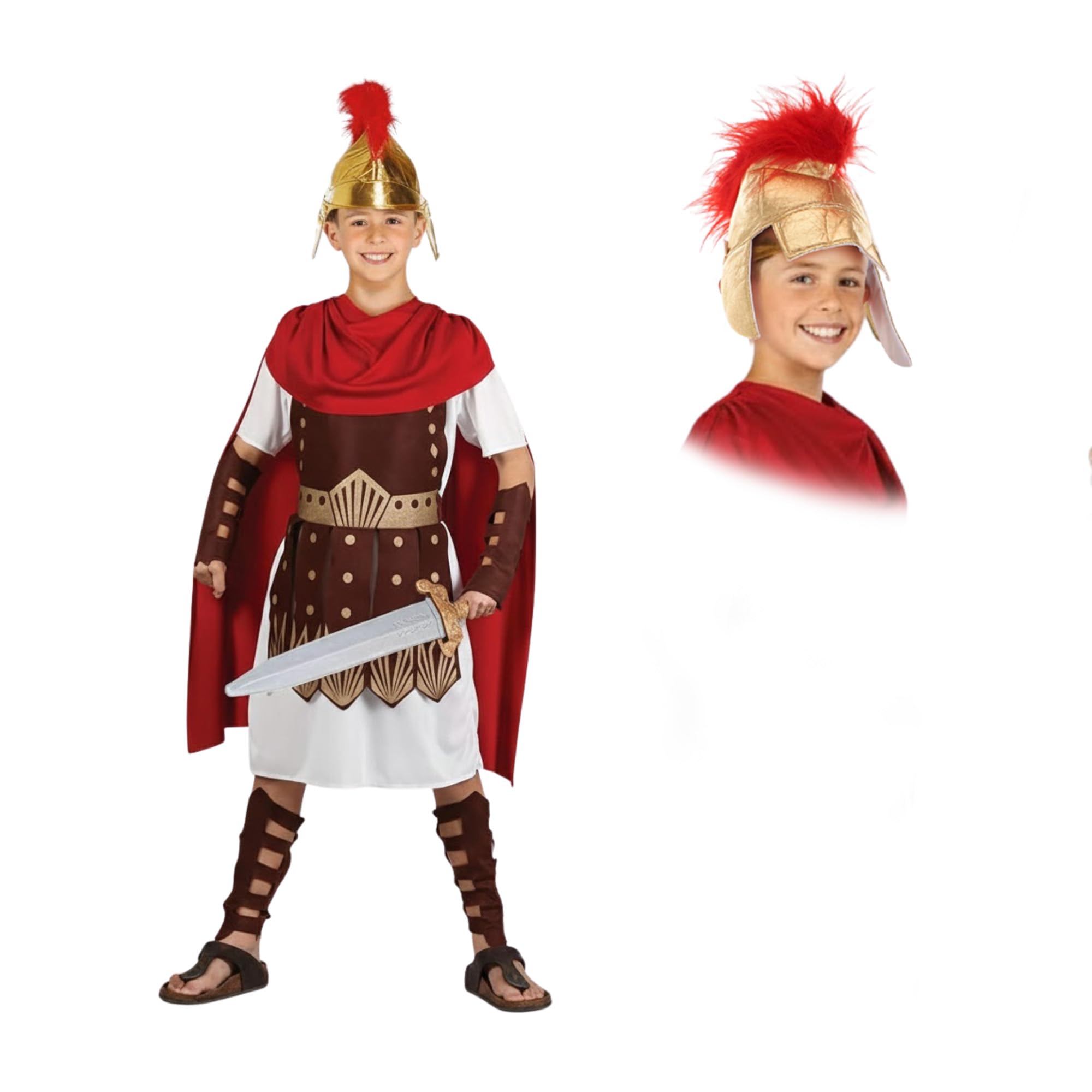 My Illusions Boys Roman Gladiator Costume Kids Centurion World Book Day Fancy Dress Character with Helmet