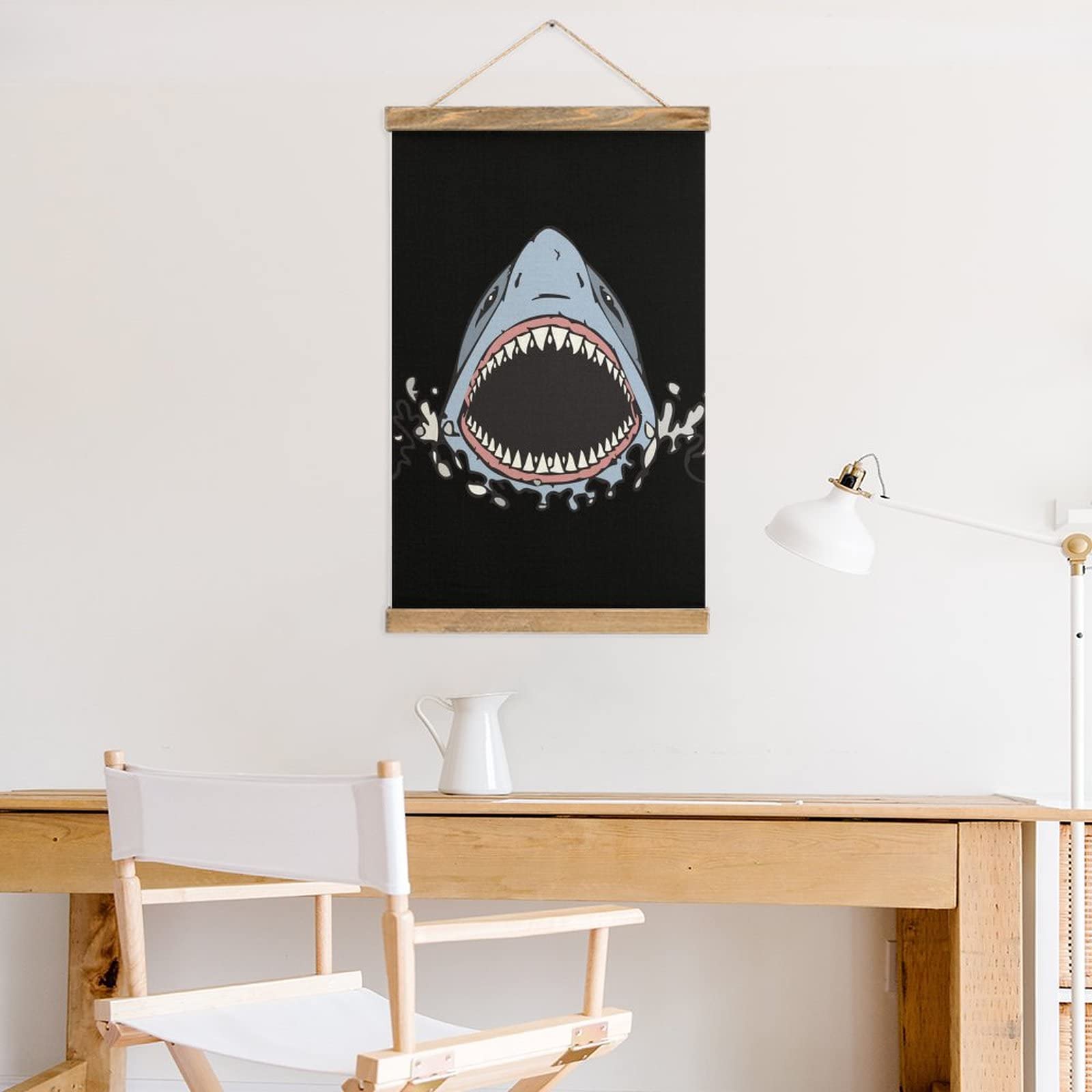 Amazon.co.jp: サメの歯の吊り下げポスター キャンバス 壁アート 絵画